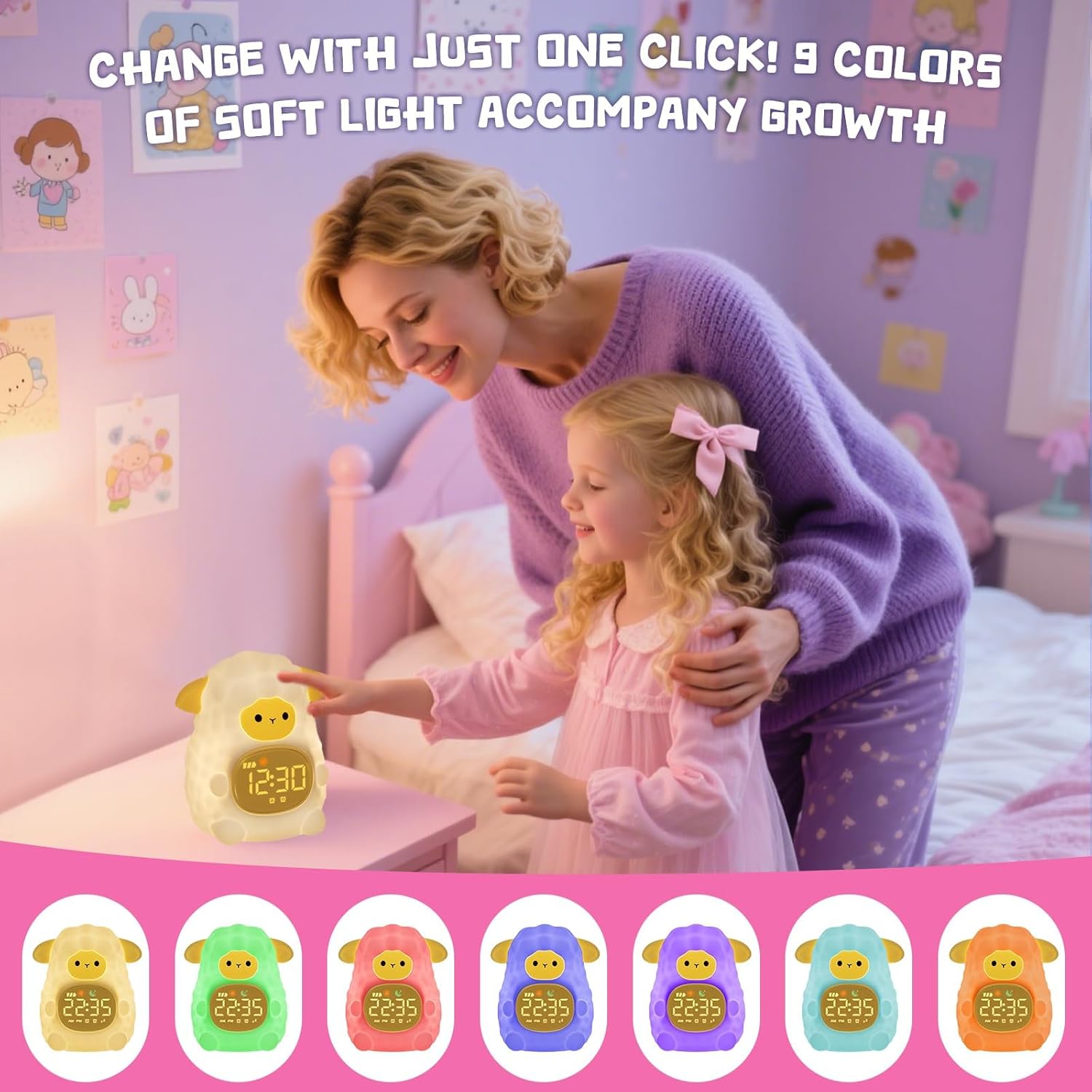 TCJJ Kids Sleep Training Alarm Clock with Night Light
