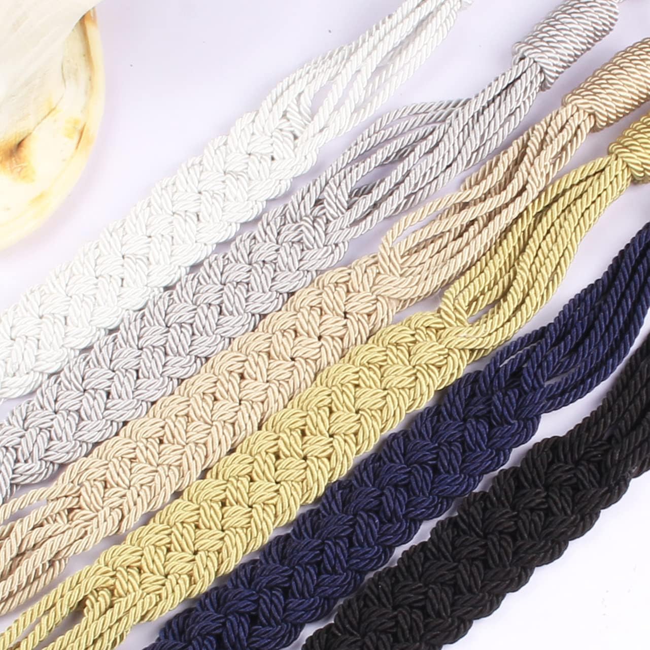 BEL AVENIR Curtain Tiebacks with Metal Hooks and Braided Rope