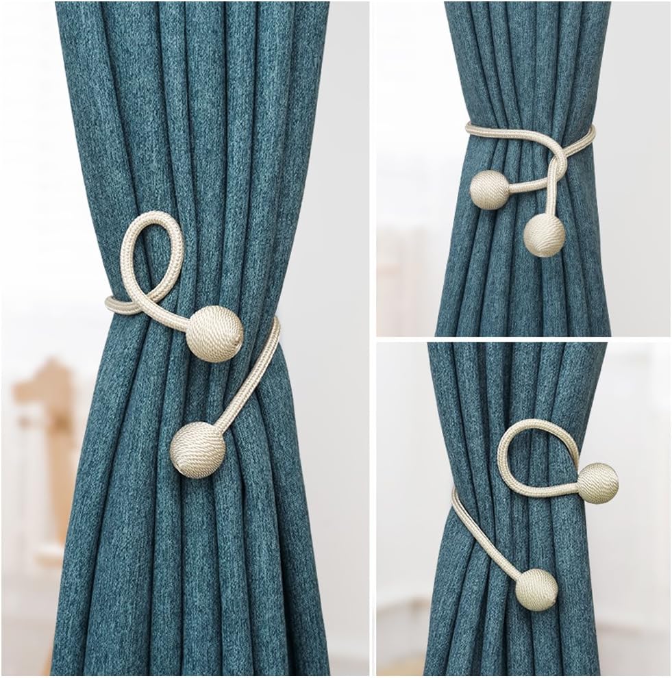 NYDECOR Beige Curtain Tiebacks 2 Pack Woven Rope Holdbacks