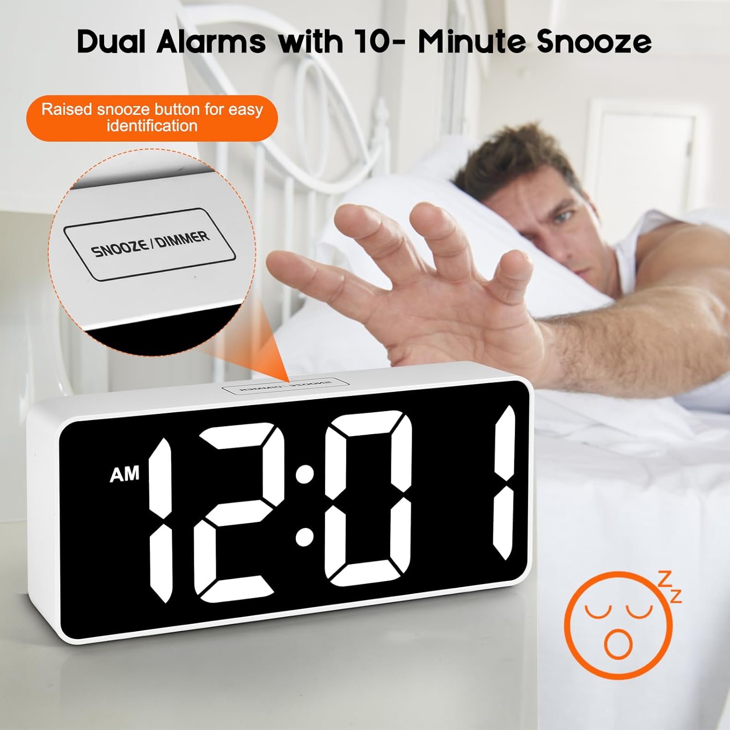 Catrne Small Digital Alarm Clock with RGB Light and Brightness Dimmer