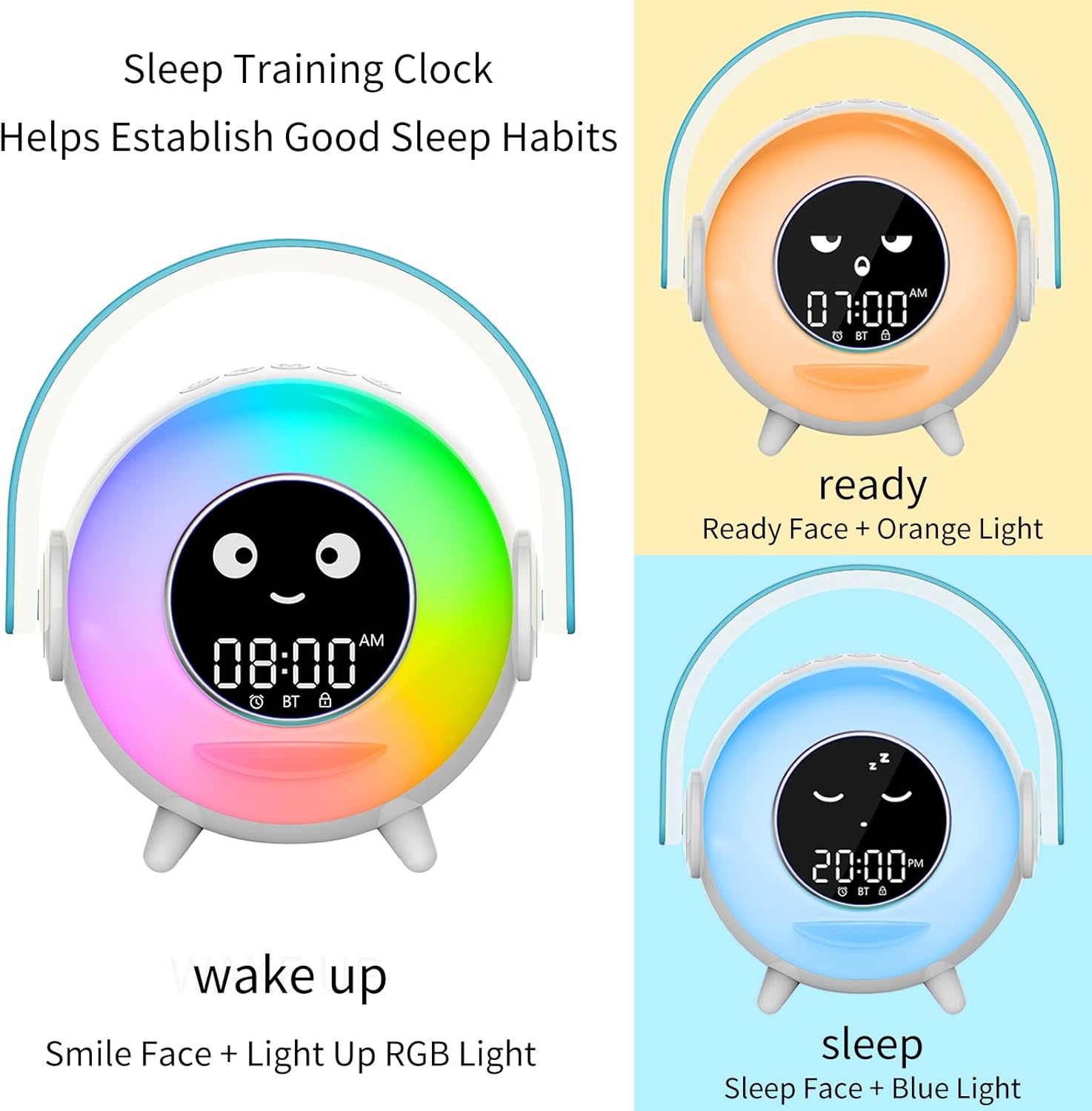 LOVME Toddler Sleep Training Alarm Clock with Night Light and Bluetooth Speaker