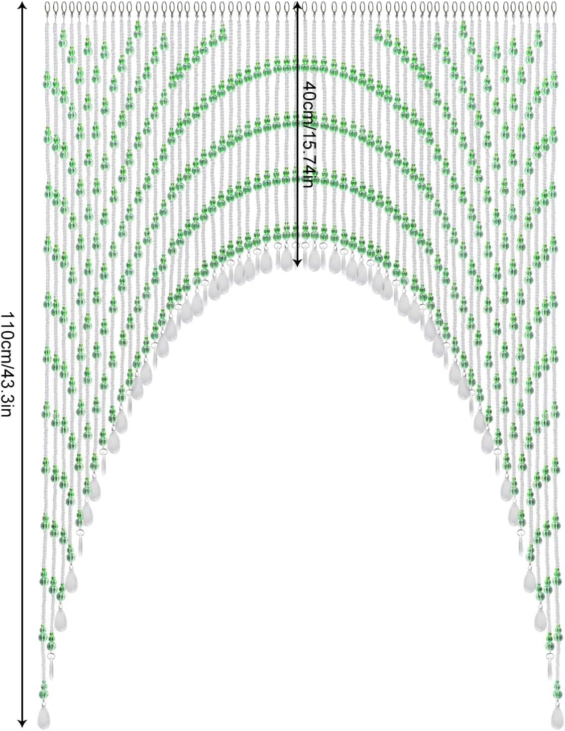 TFCFL Arched Crystal Bead Curtain 60 Strings Green