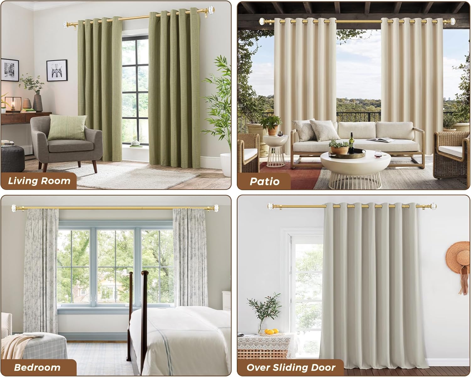 KAMANINA Gold Curtain Rod 32-58 Inch Adjustable