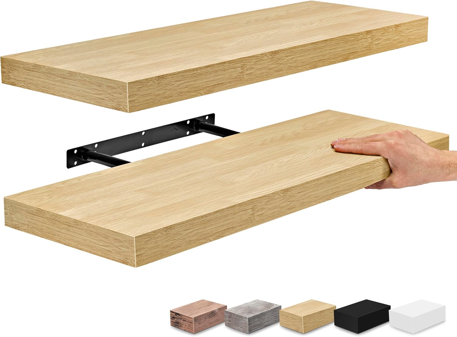 Sorbus Floating Shelves 24 Wall Mount - 2 Pack Maple Wood