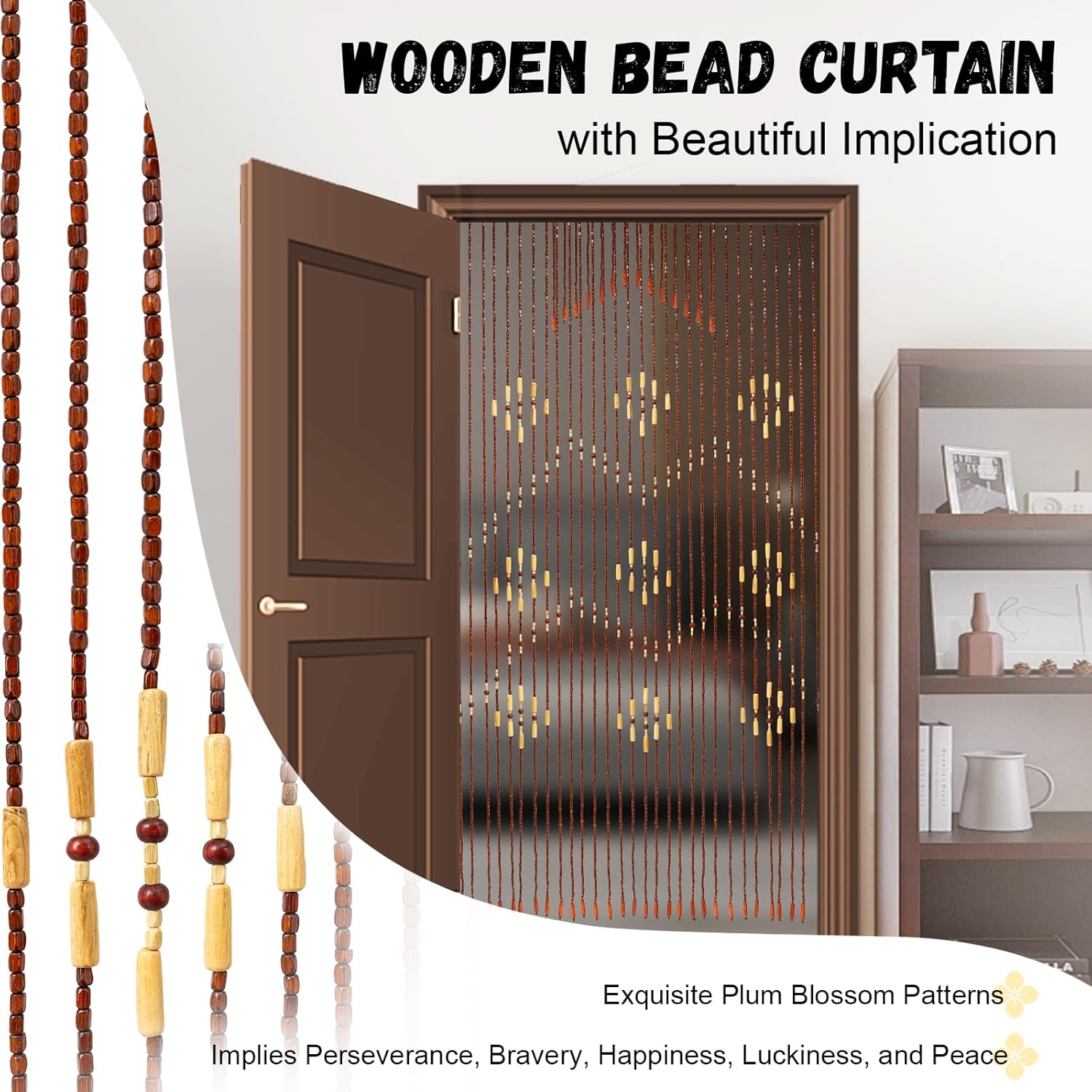 32 Lines Wooden Bead Curtain for Home Decor