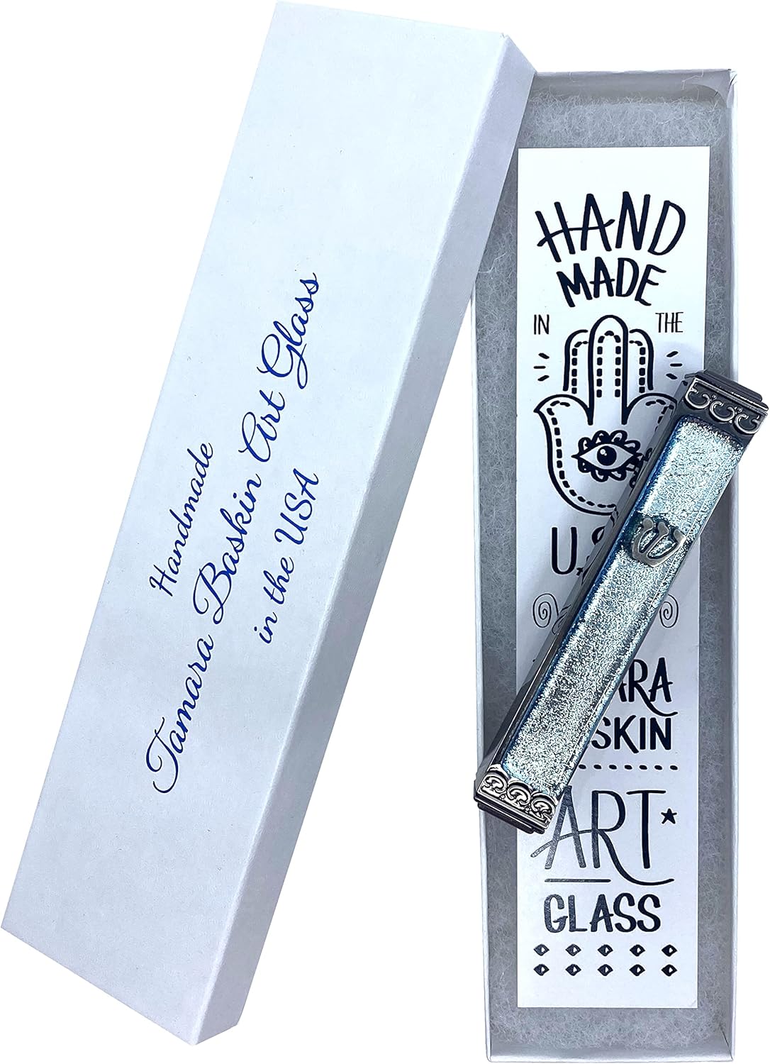 Tamara Baskin Art Glass Shimmering Mezuzah 35 Inch