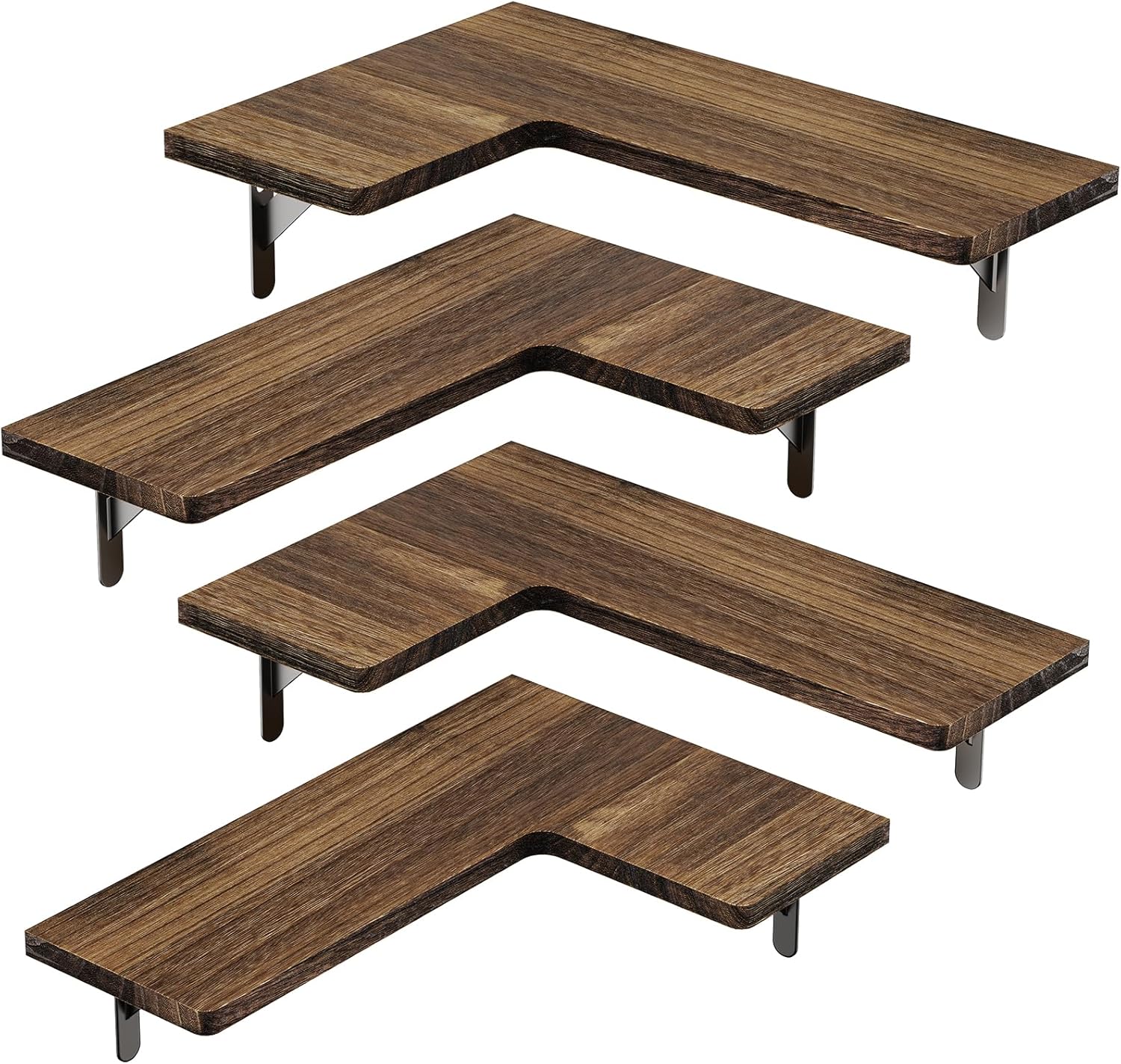Amada Corner Floating Shelves Set of 4 Brown