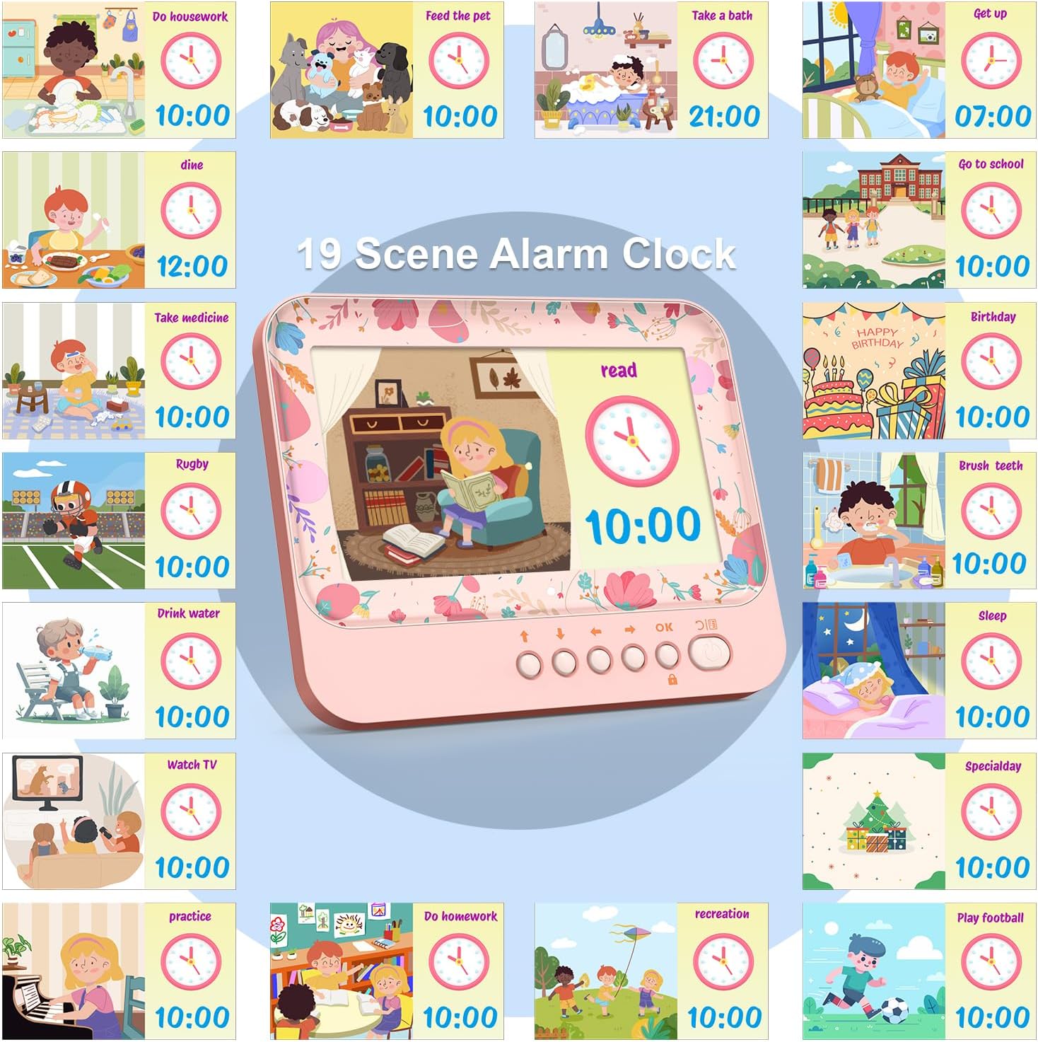 7 Inch Kids Alarm Clock with Timer and Snooze