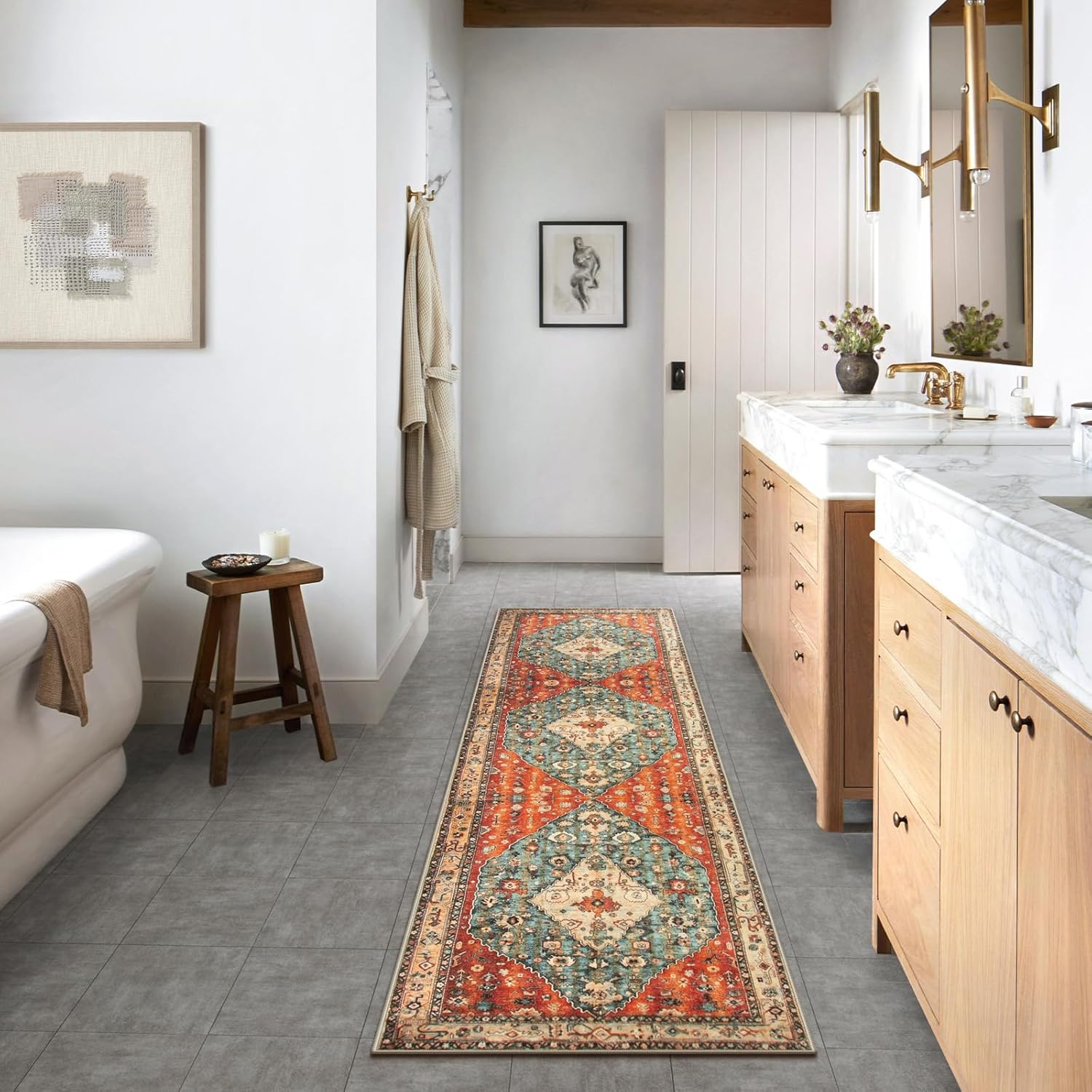 Lahome Boho Tribal 26 x 10 Washable Runner Rug