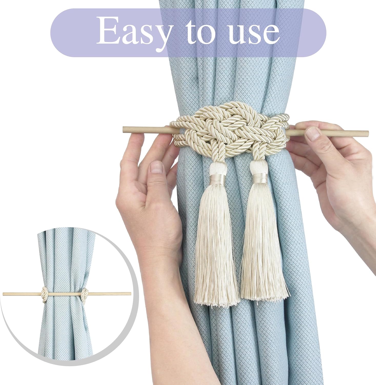 Elegant Curtain Tiebacks with Tassel 2pack