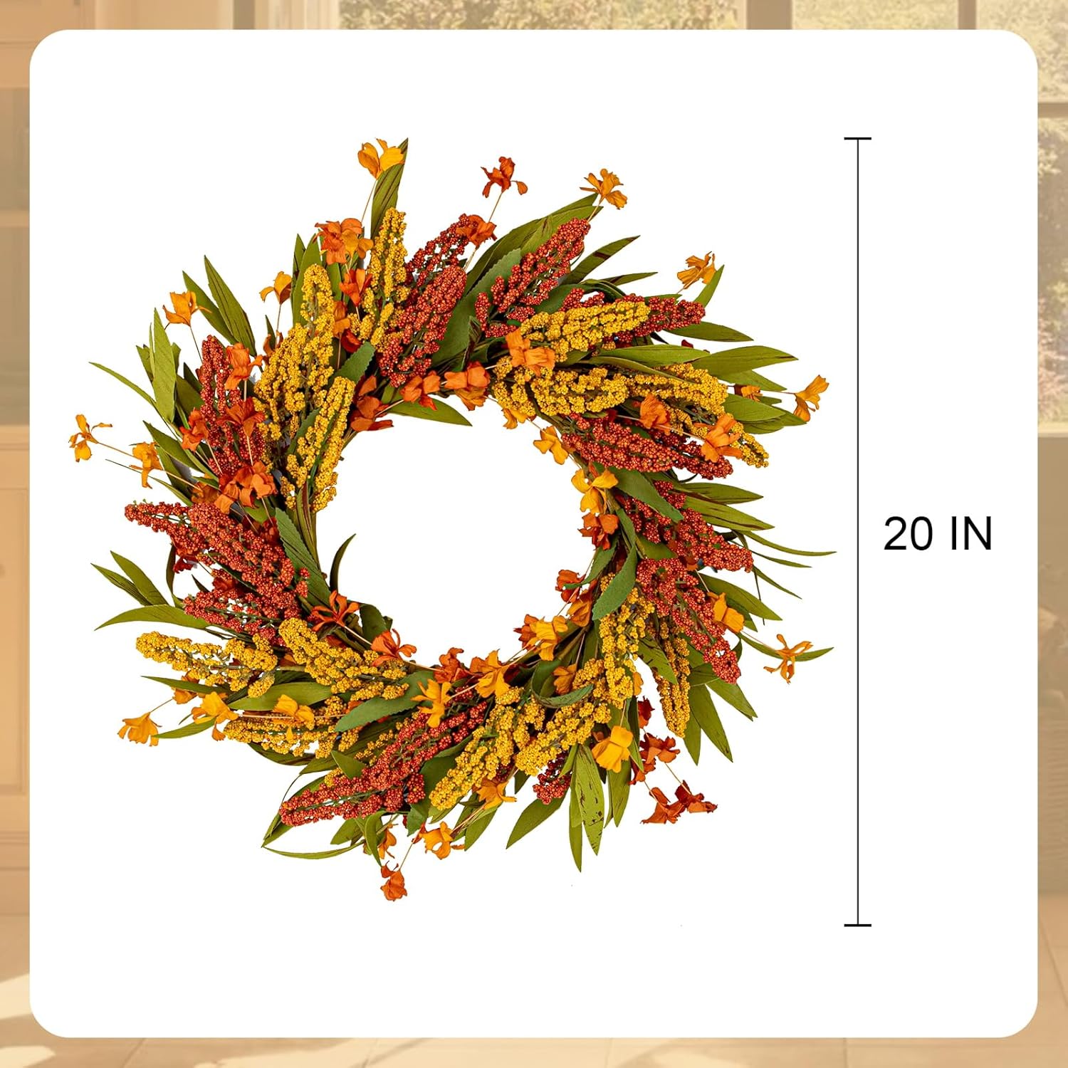VioletEverGarden 20 Inch Autumn Wreath for Front Door