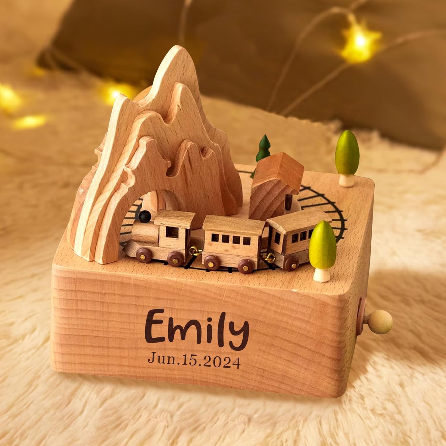 EDSG Personalized Wooden Music Box with Name and Date