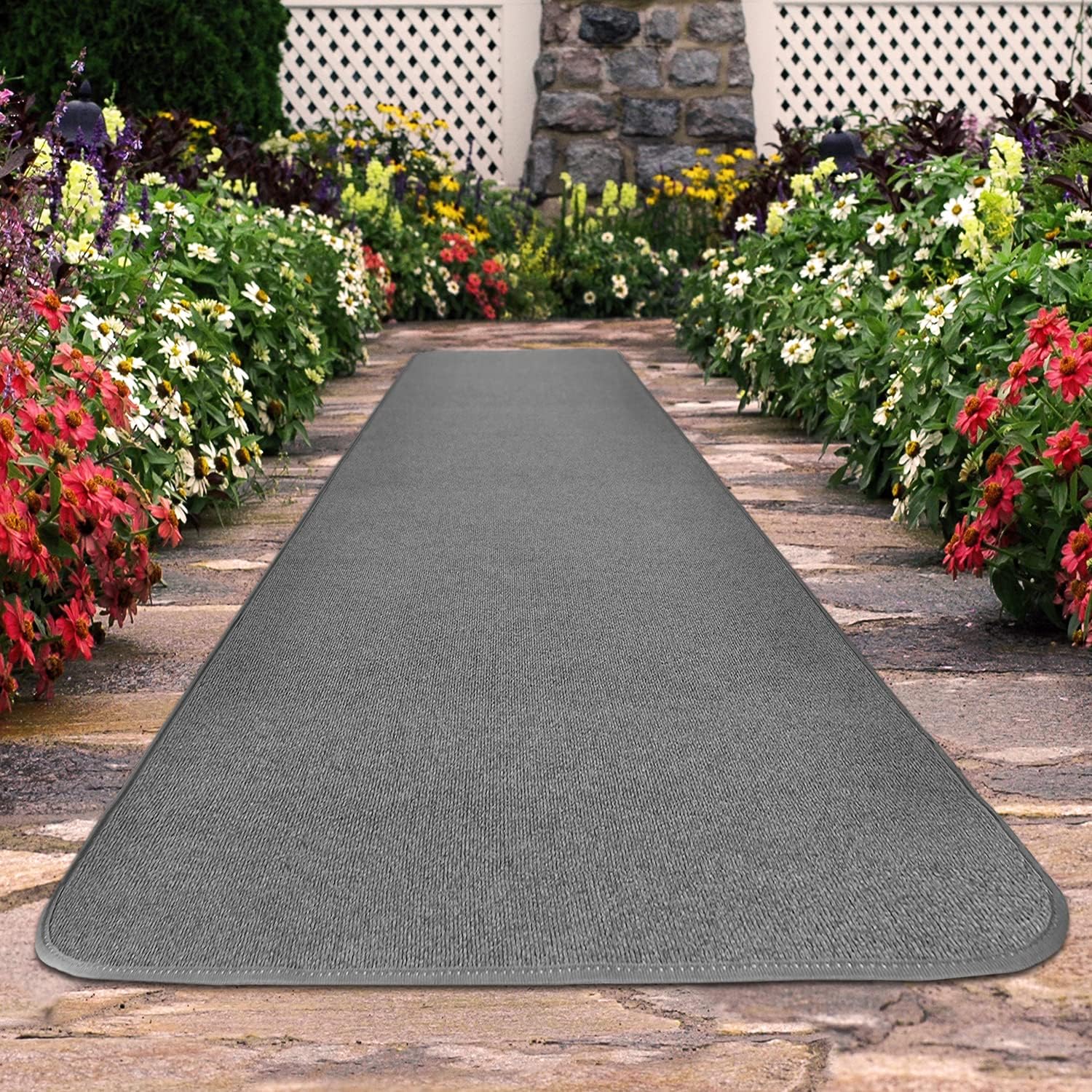 House Home and More Outdoor Carpet Runner Gray 4x10 Feet