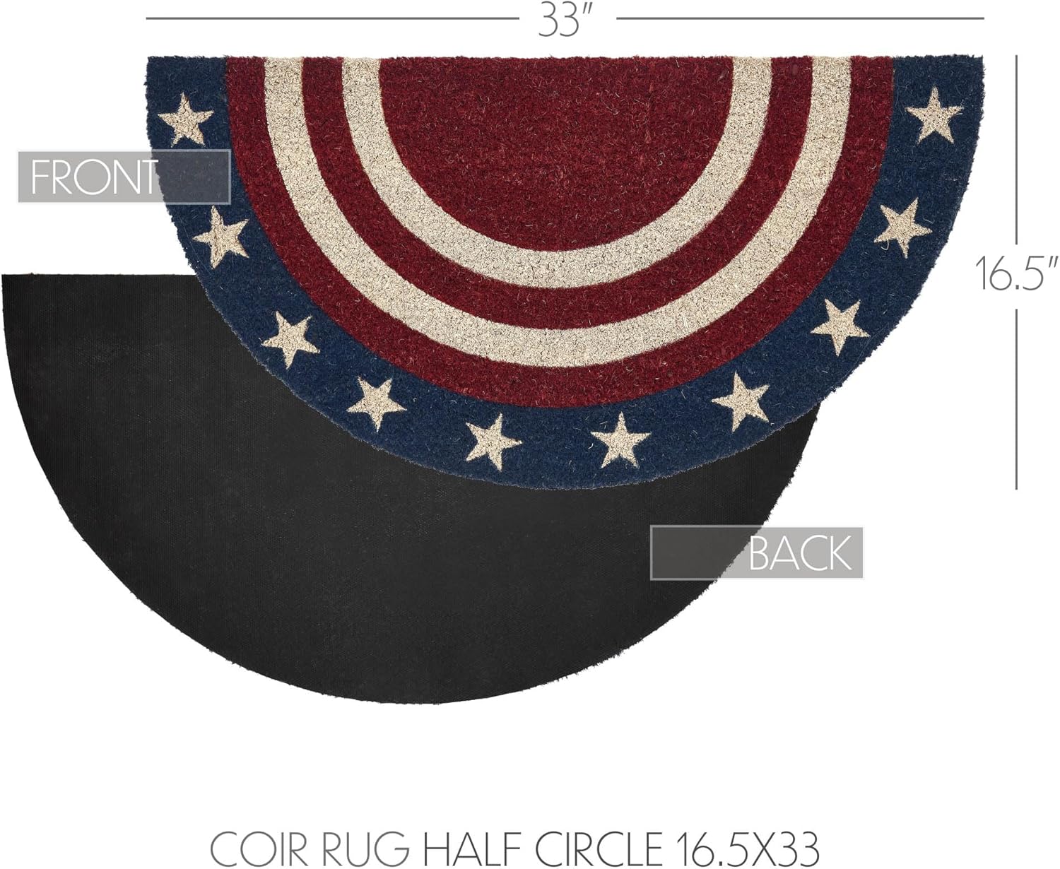 VHC Brands Coir Door Mat Patriotic Half Circle 165x33
