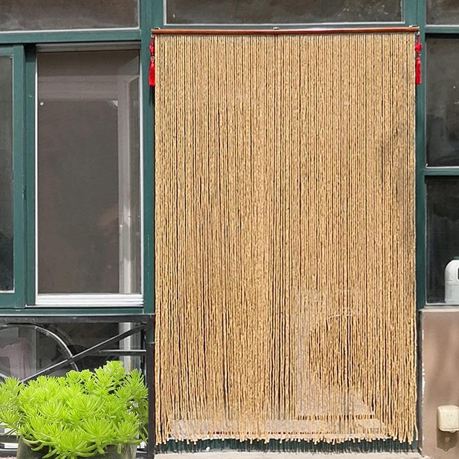 Wood Beaded Door Curtains with Bamboo Beads