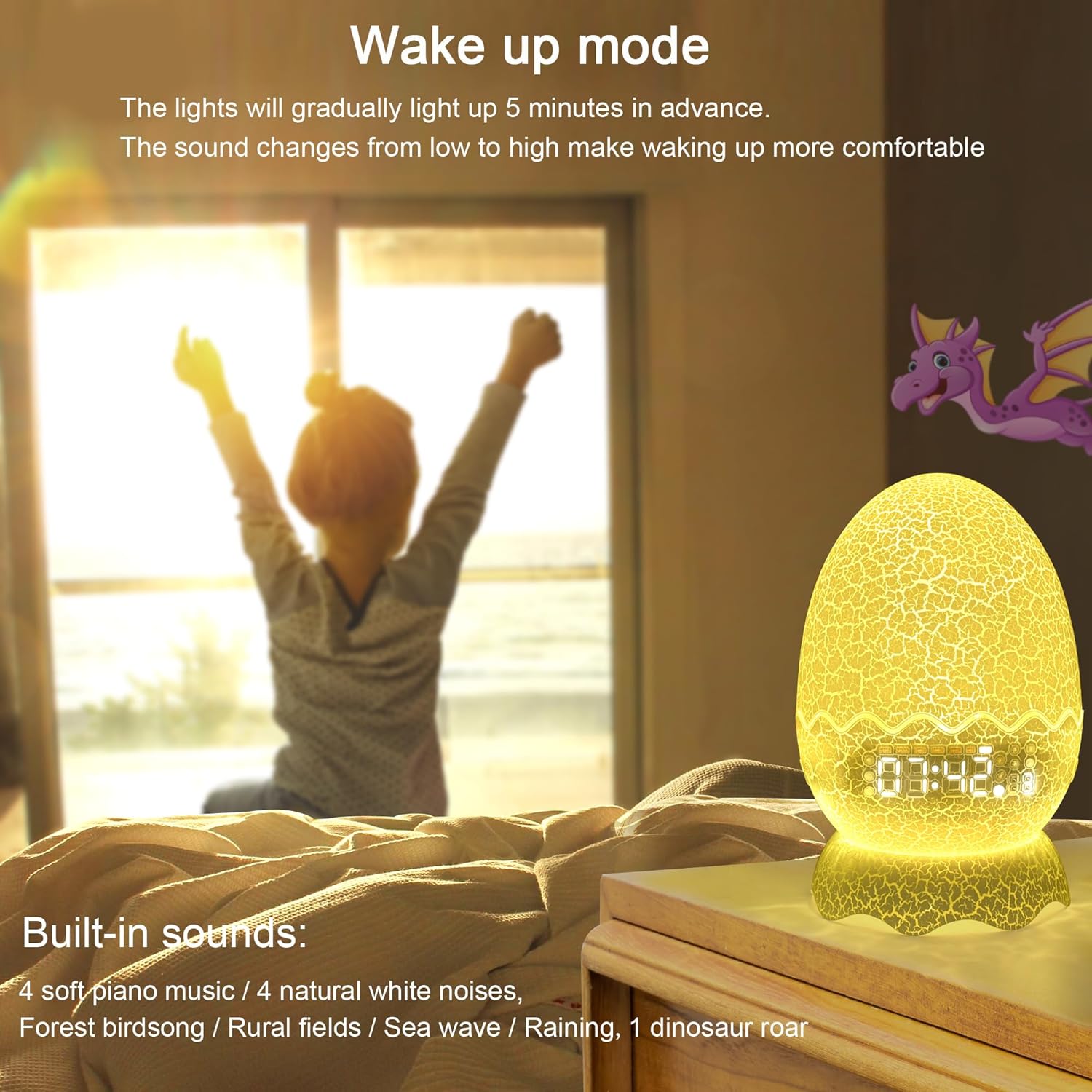 Egg Shape Night Light with Touch Control and Bluetooth Speaker