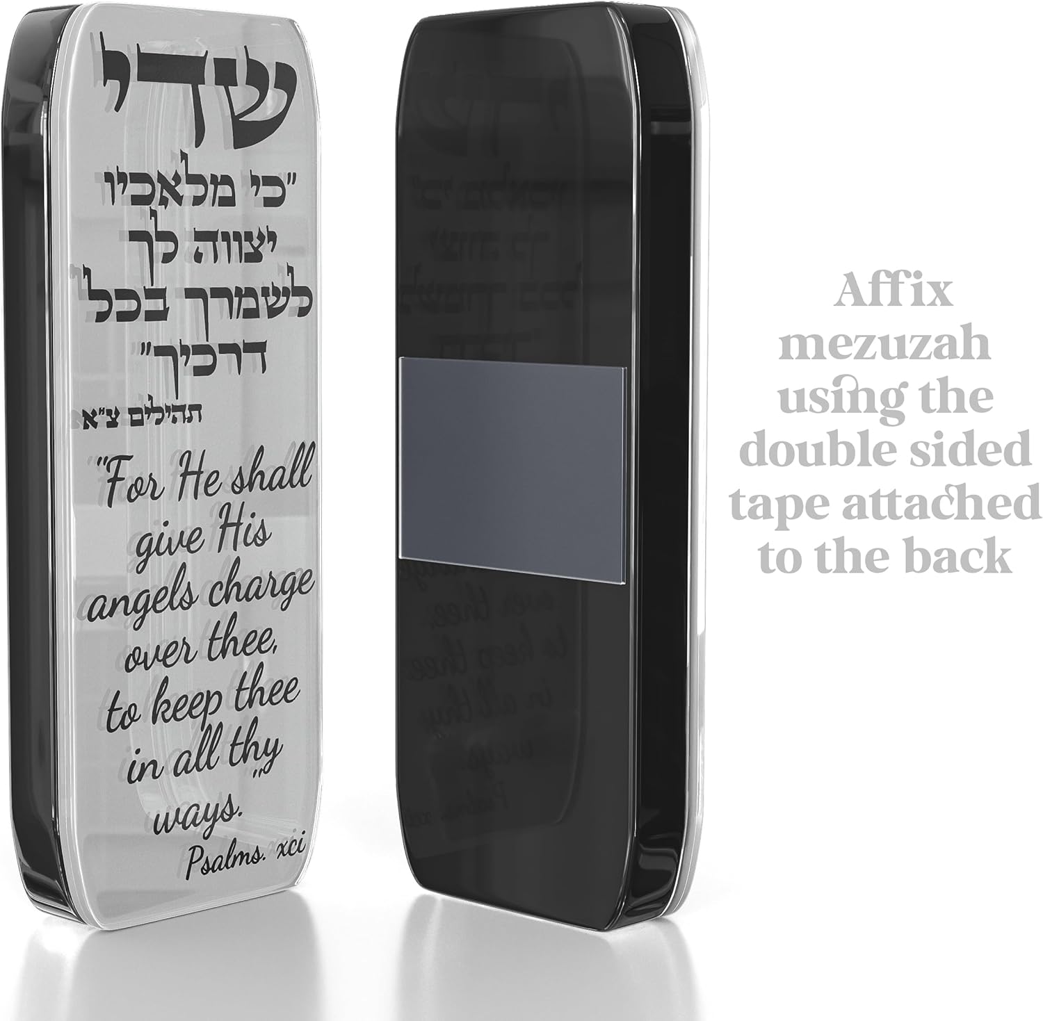 TYLDUM Car Mezuzah with Travelers Prayer and Scroll Engraved Blessing Silver