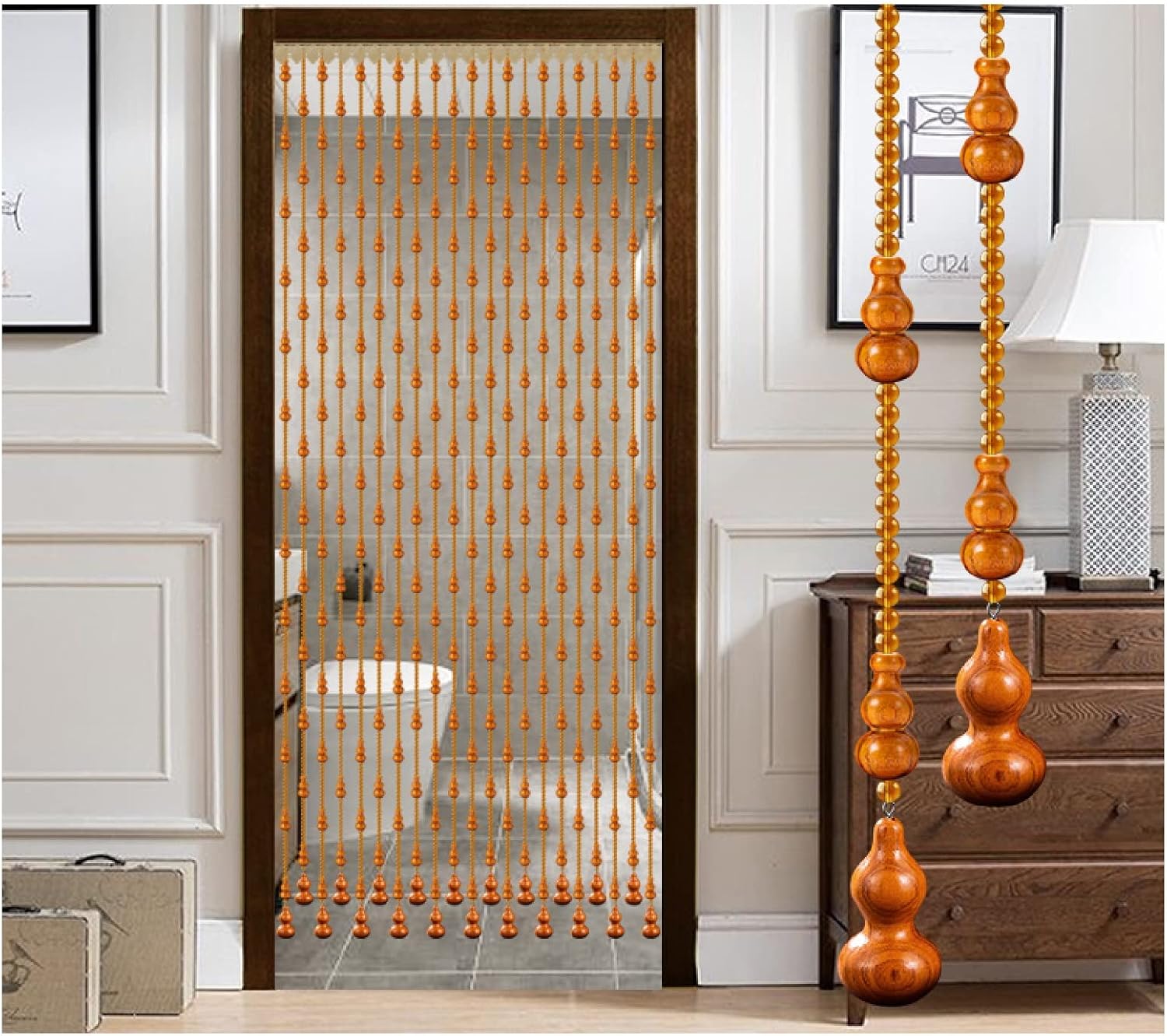 ZHANGQINGXIU Wood Beaded Curtain Doorway Divider