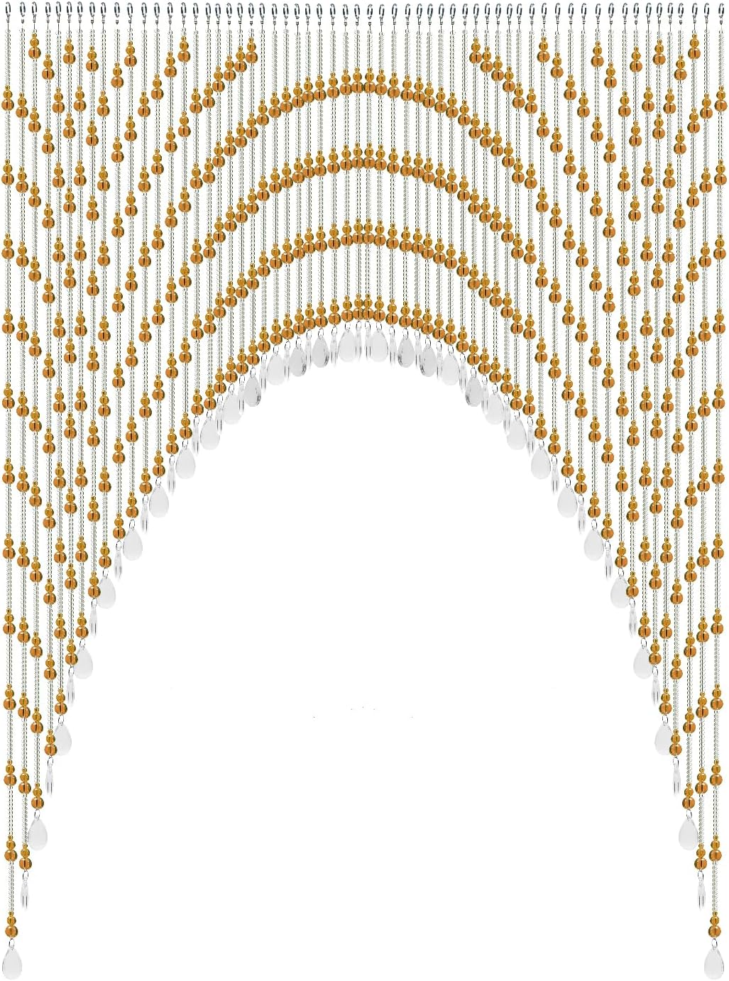 Arched Crystal Curtain with 60 Strings Amber Door Frame Beads