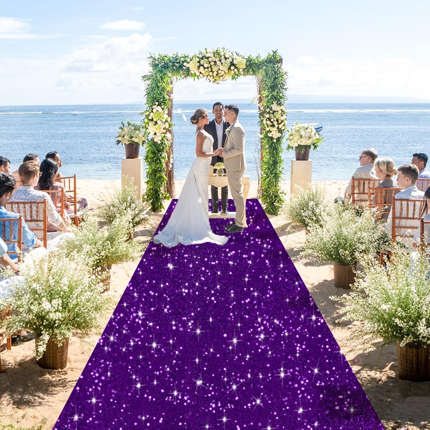 4ft x 20ft Purple Glitter Aisle Runner for Wedding and Party