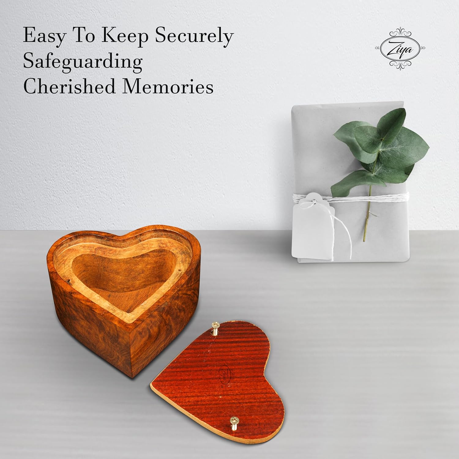 Ziya Wooden Heart Motorcycle Cremation Urn for Men