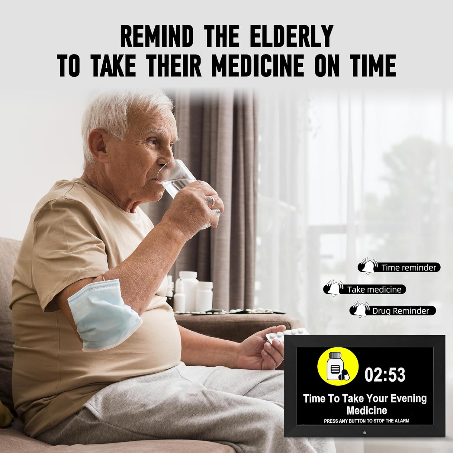 WiFi Digital Wall Clock with Weather and Dementia Alarm