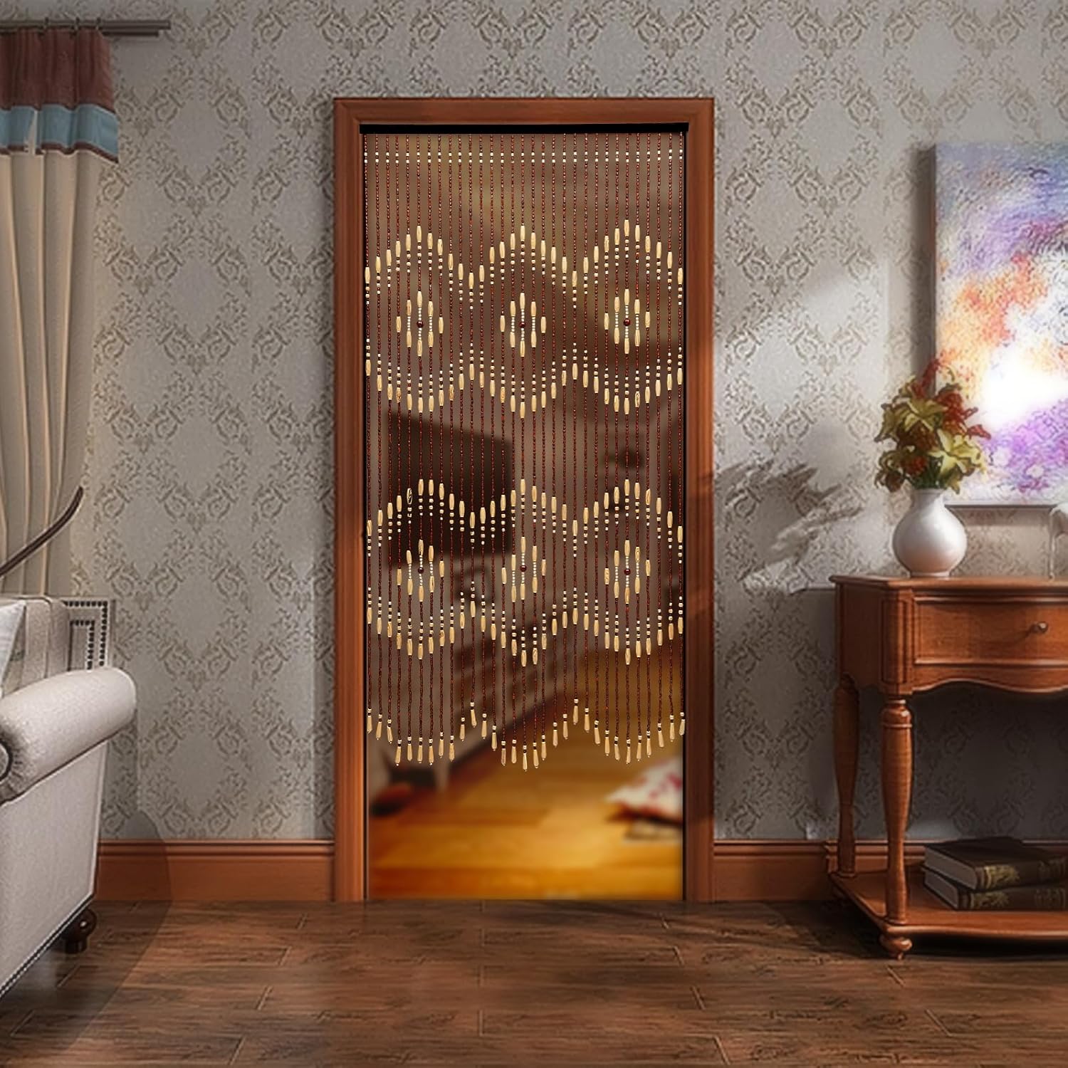 Handmade Wood Bamboo Door Bead Curtain Decor