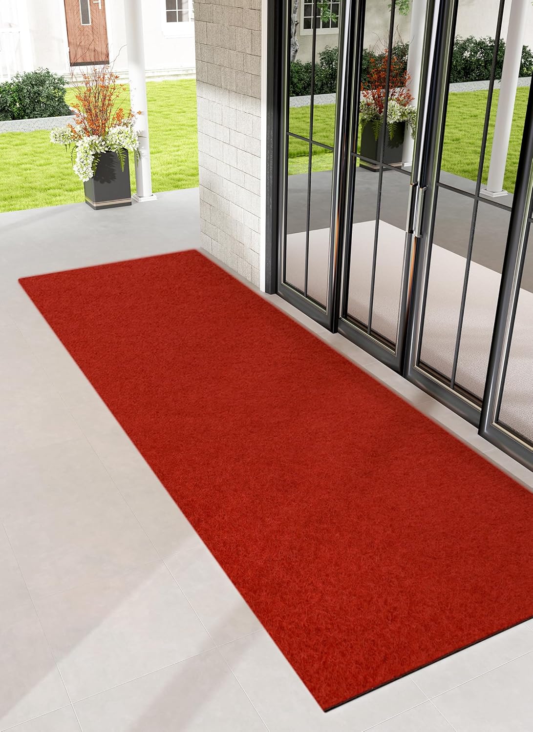 Socomf Red Carpet Runner 3x10 ft Dark Red Non-Slip Aisle Rug