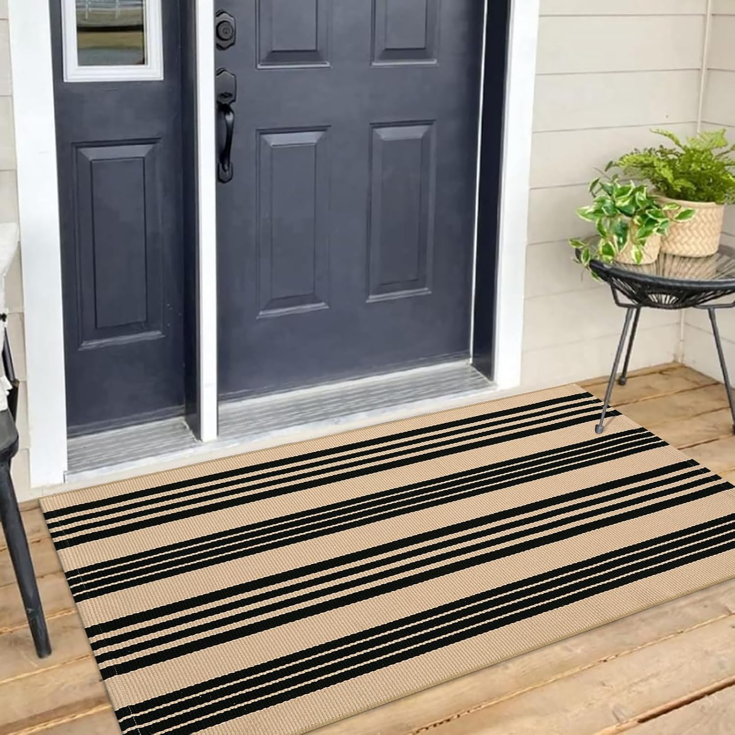 Tiveney Front Door Mat 2x43 Reversible Cotton Outdoor Rug