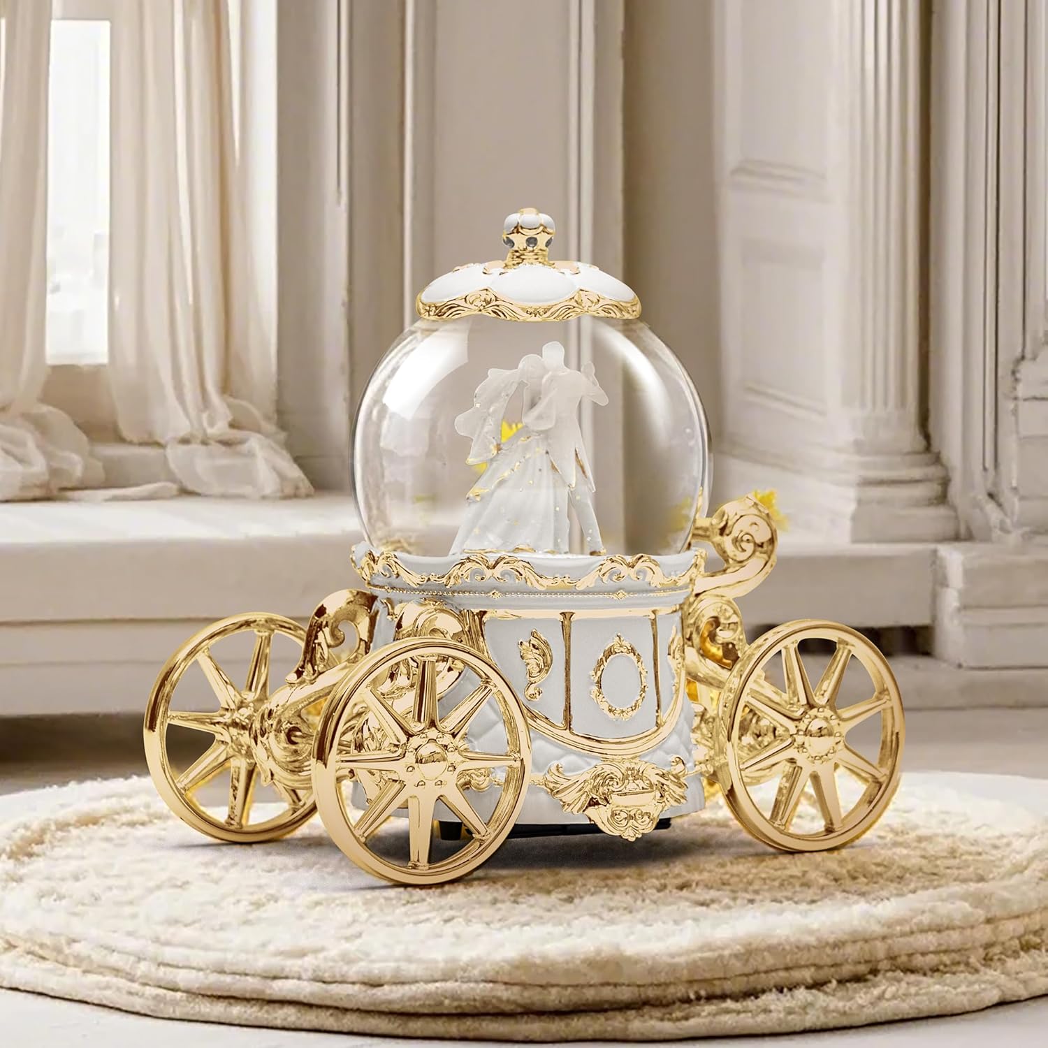 Luxury Gold Cinderella Carriage Snow Globe with Music