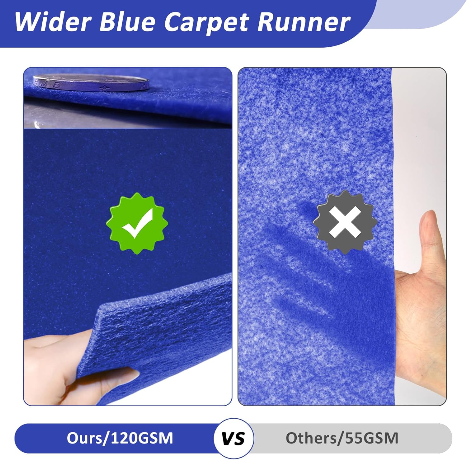 Blue Carpet Runner for Party 25x15ft 120GSM Aisle Decor