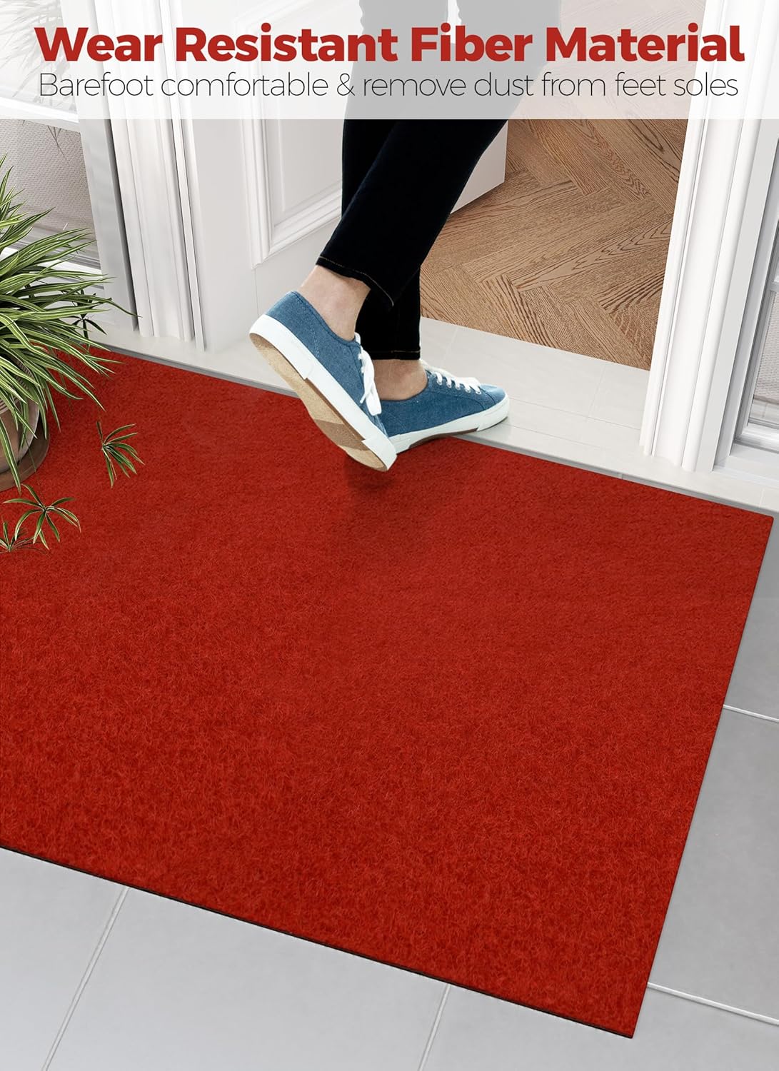 Socomf Red Carpet Runner 3x10 ft Dark Red Non-Slip Aisle Rug