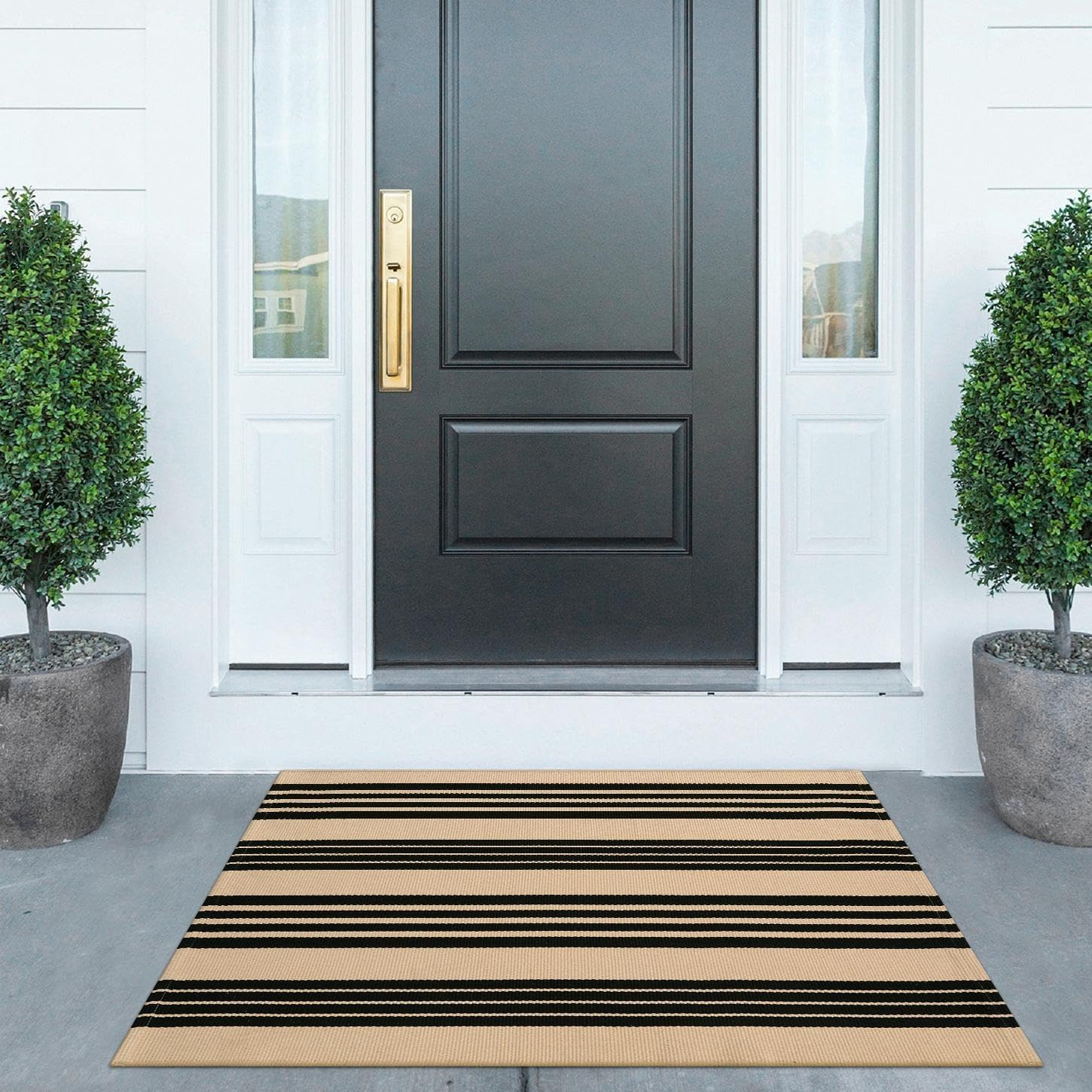 KIMODE Striped Outdoor Rug 275x43 Inches Reversible Entryway Mat