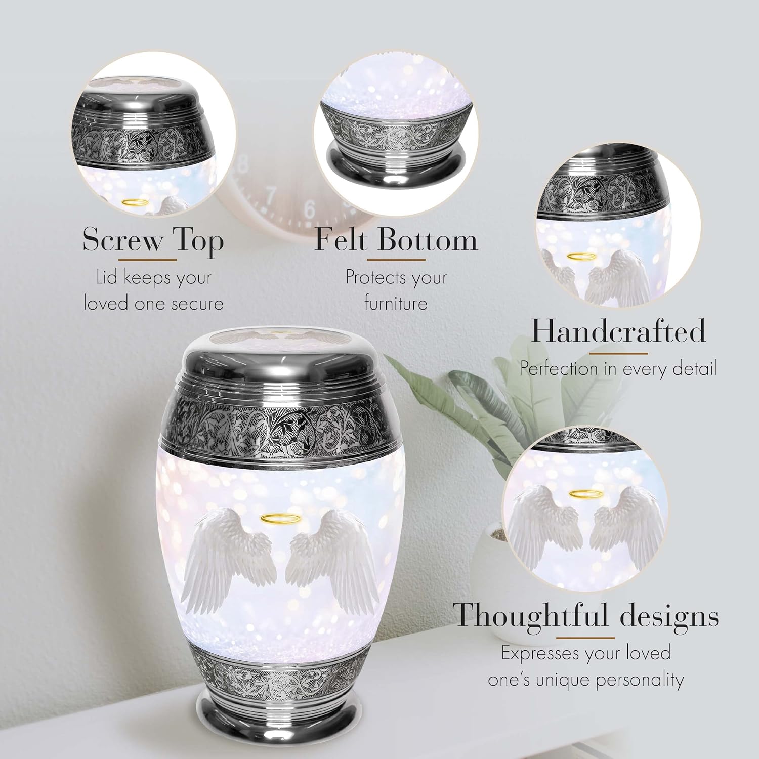 Guardian Angel Cremation Urn for Women - Handcrafted