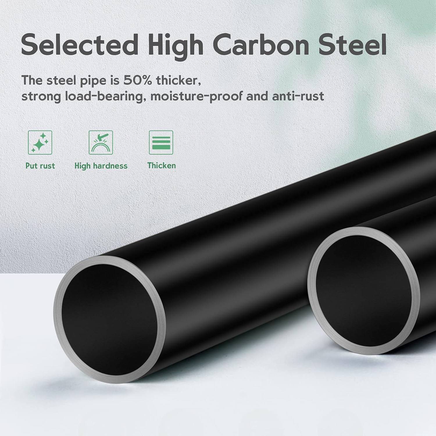 1 Inch Adjustable Curtain Rod with Diamond Finial Matte Black