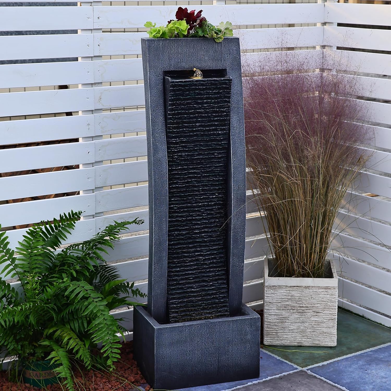 Sunlinua Outdoor Water Fountain with LED Lights and Durable Pump