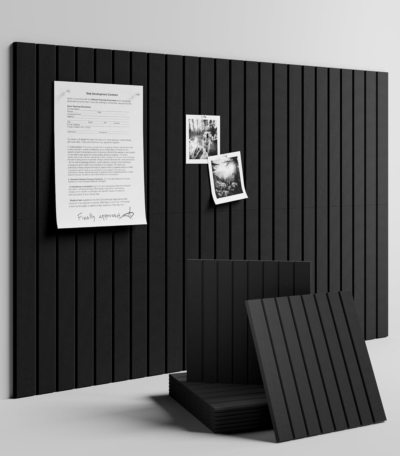 6 Pack Large Felt Bulletin Board Tiles 36x24 Black