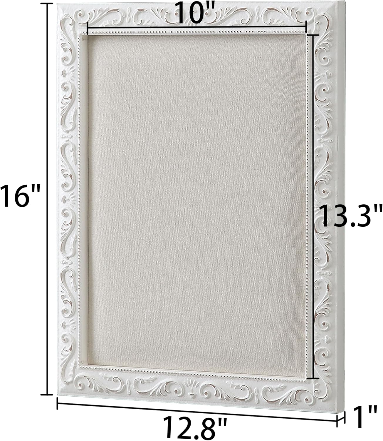 SOFE Rustic Bulletin Board for Wall - White Linen 16x13 Inches