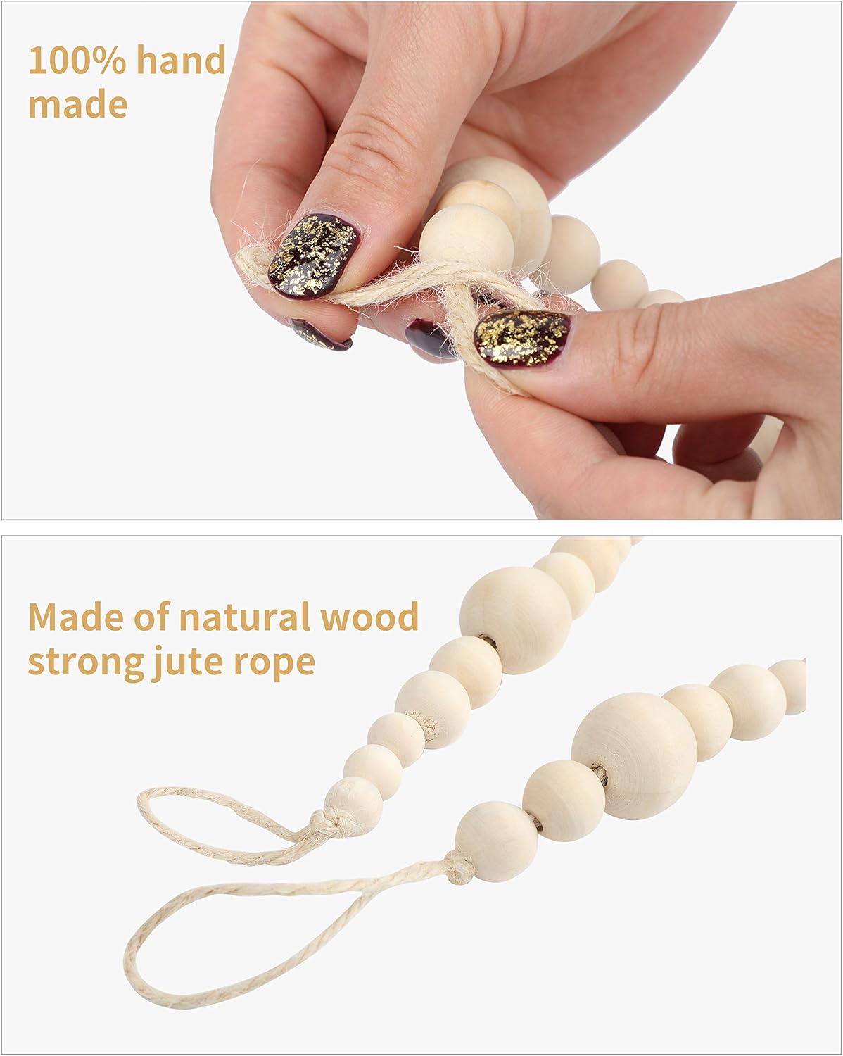DF DUALFERV Wood Bead Garland 84 Inch Boho Decor