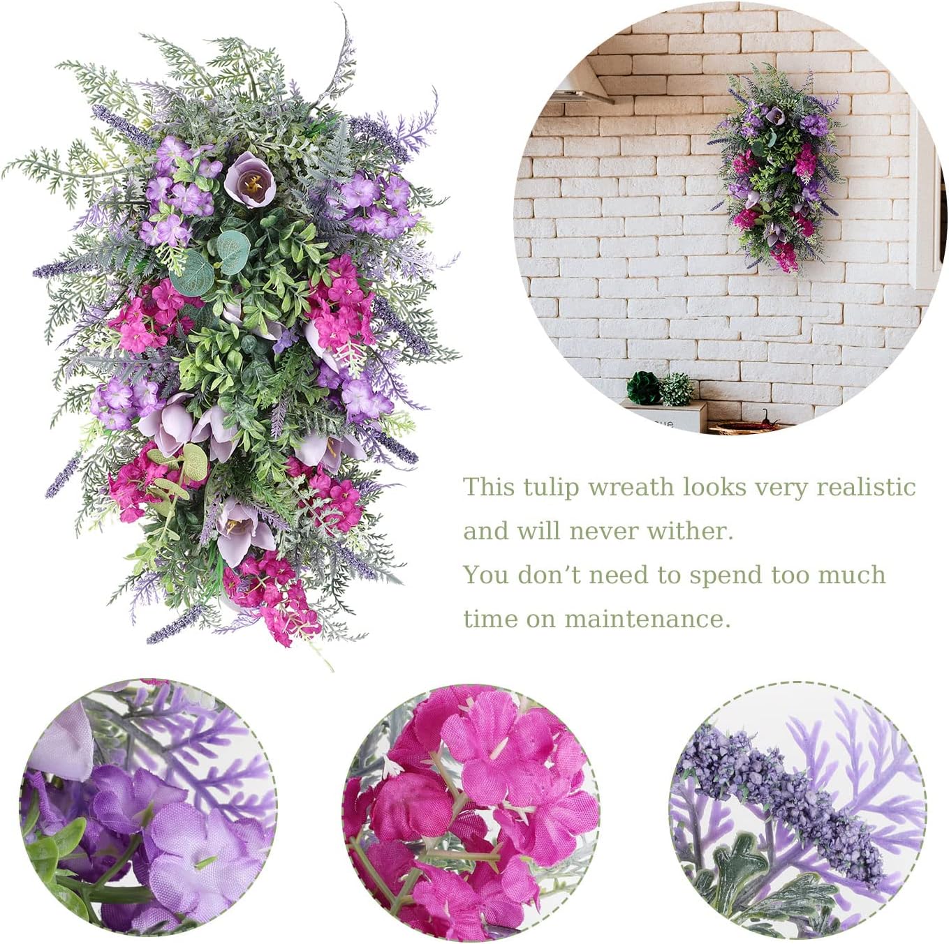BEIJIALY Spring Wreath for Front Door Decor