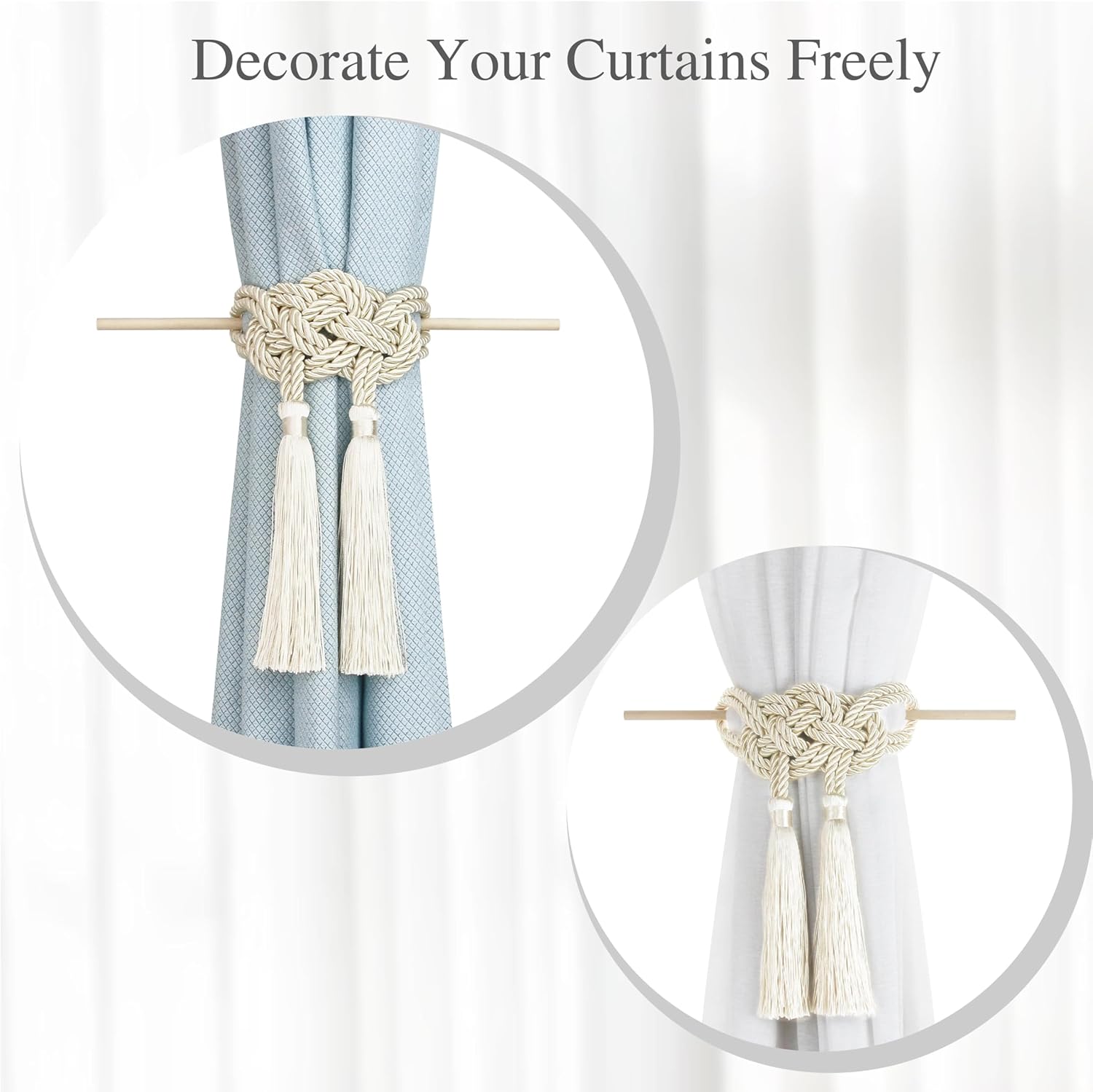 Elegant Curtain Tiebacks with Tassel 2pack