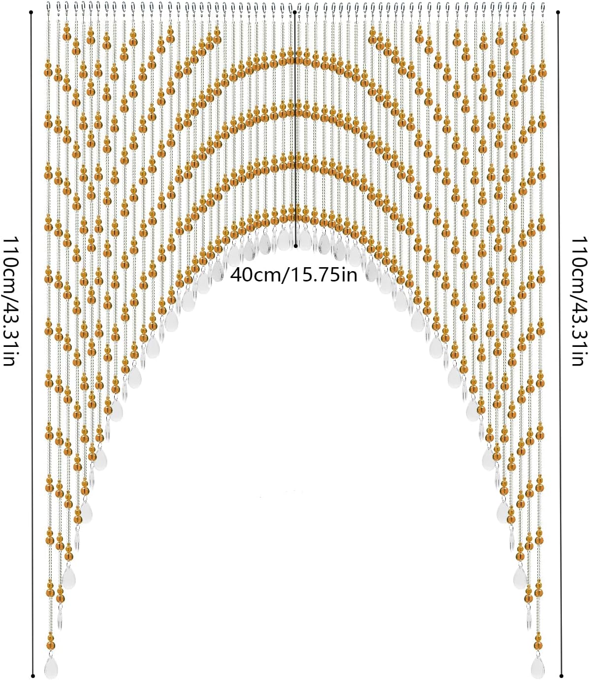 Arched Crystal Curtain with 60 Strings Amber Door Frame Beads