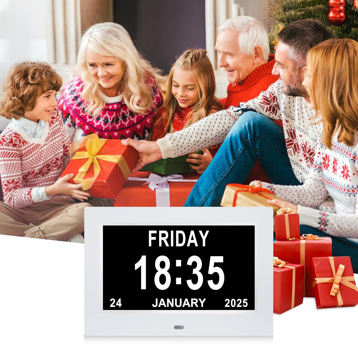 7 Inch Digital Calendar Clock with 12 Alarms and 5 Display Modes