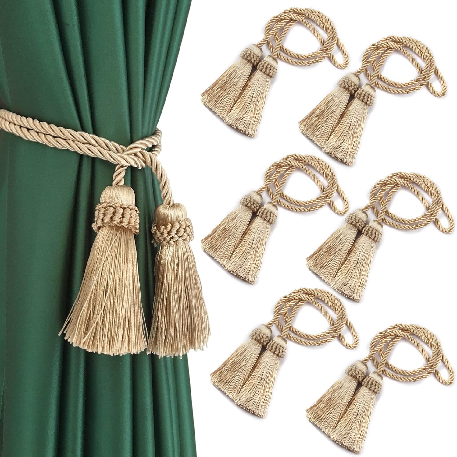 Fenghuangwu Curtain Tiebacks Handmade Decorative Holdbacks Rope with Tassel