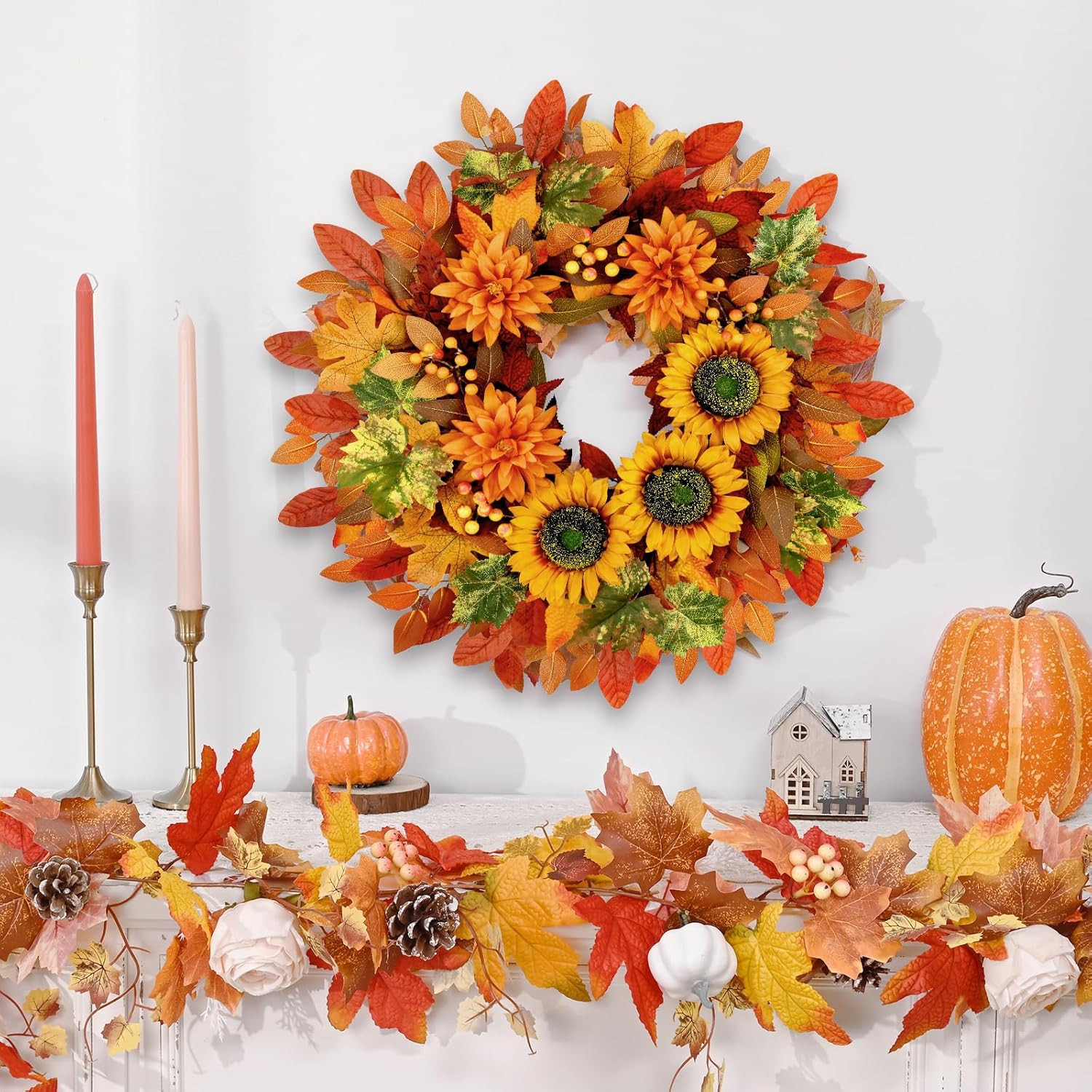 Waipfaru Fall Wreath 22 Inches Autumn Decor