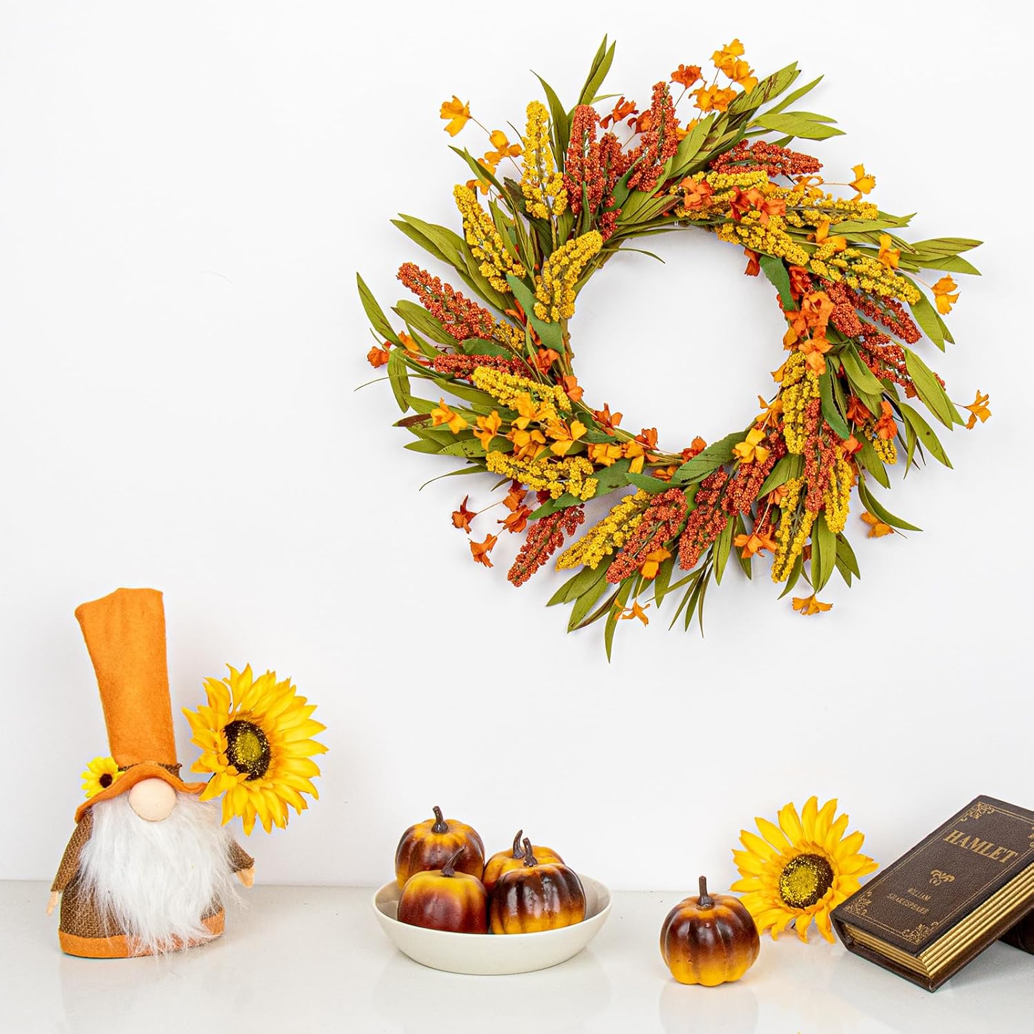 VioletEverGarden 20 Inch Autumn Wreath for Front Door