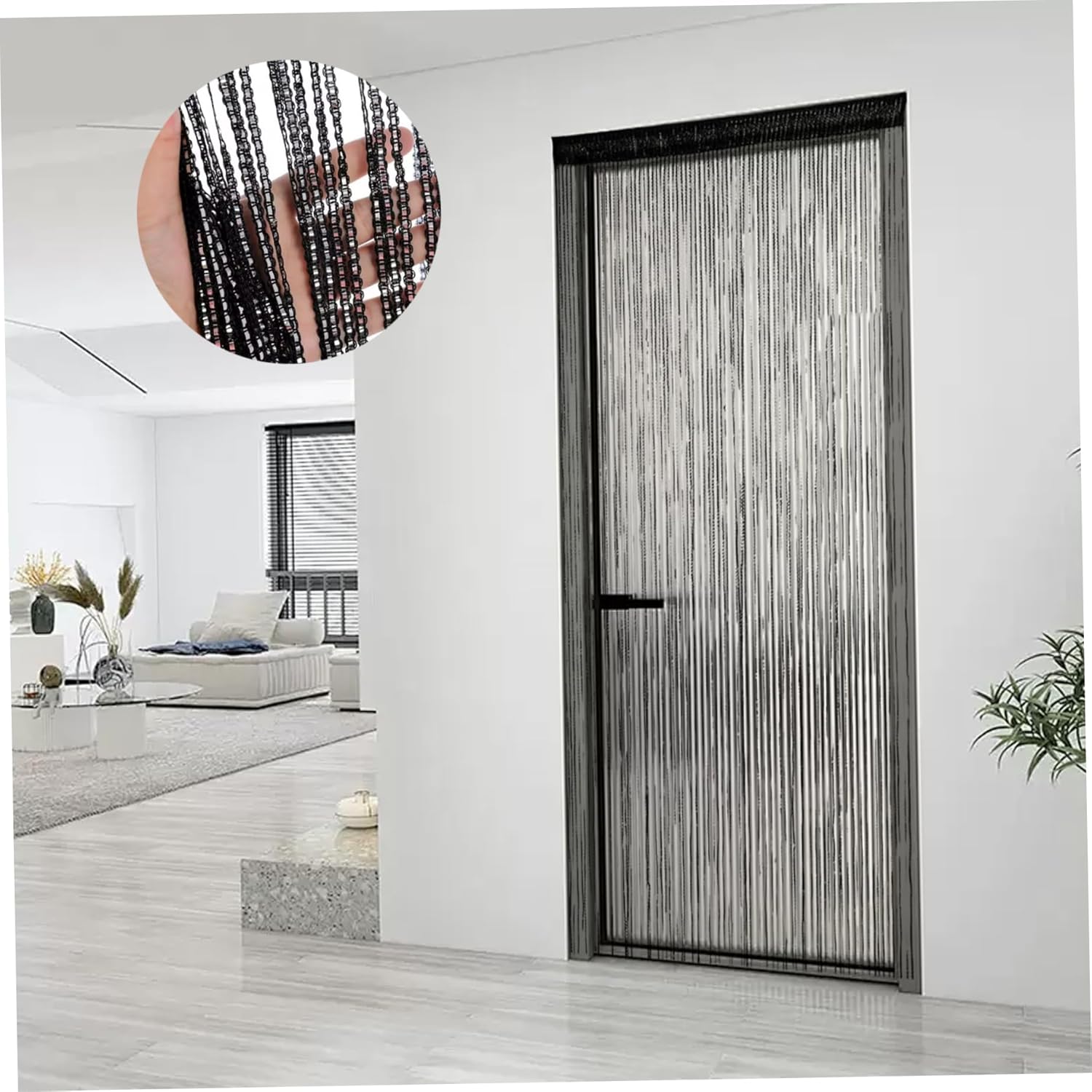 Bead Curtains for Doorways 39x79in Black Multi-Function String Curtain
