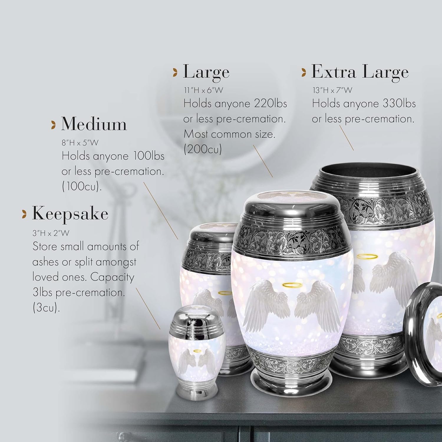 Guardian Angel Cremation Urn for Women - Handcrafted