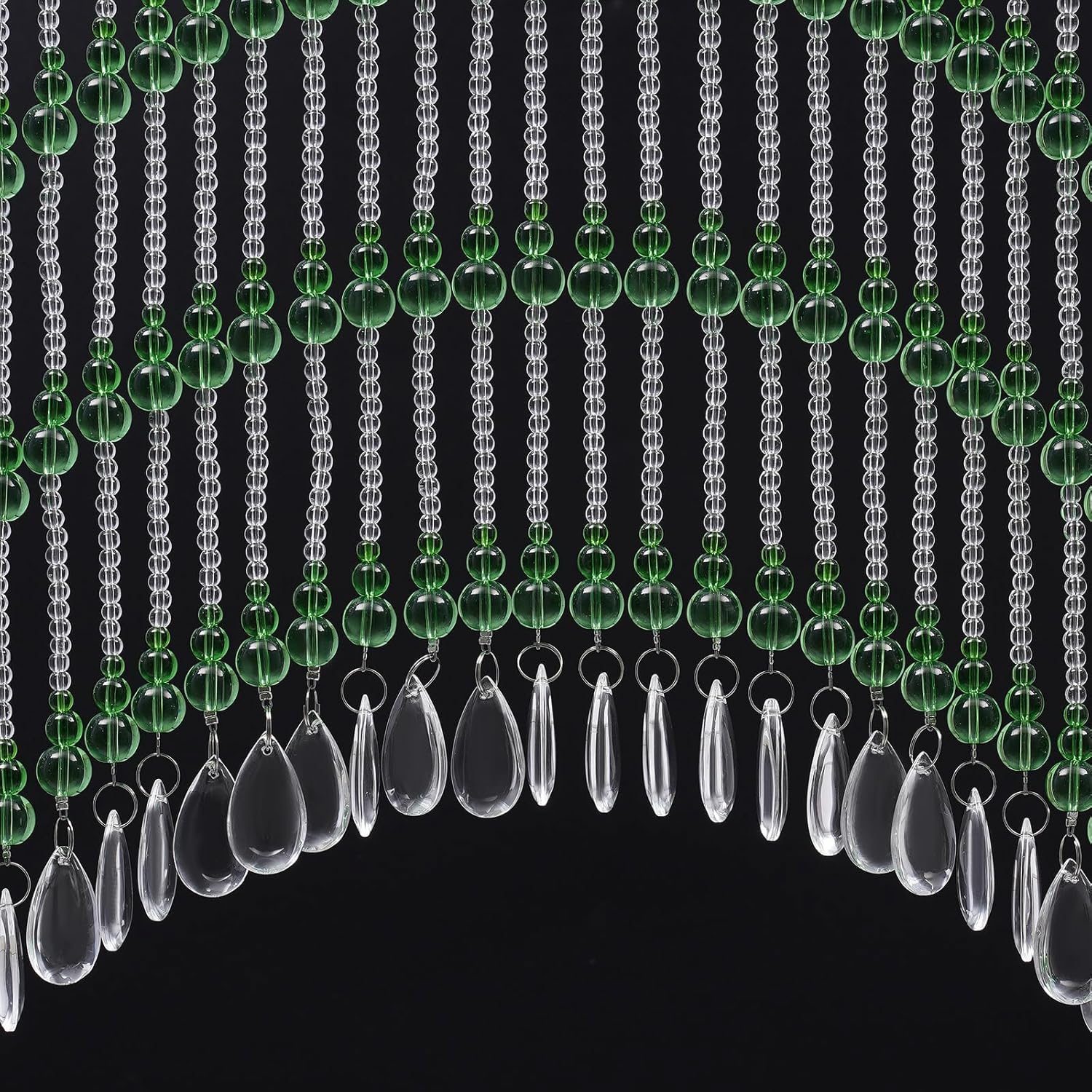 TFCFL Arched Crystal Bead Curtain 60 Strings Green