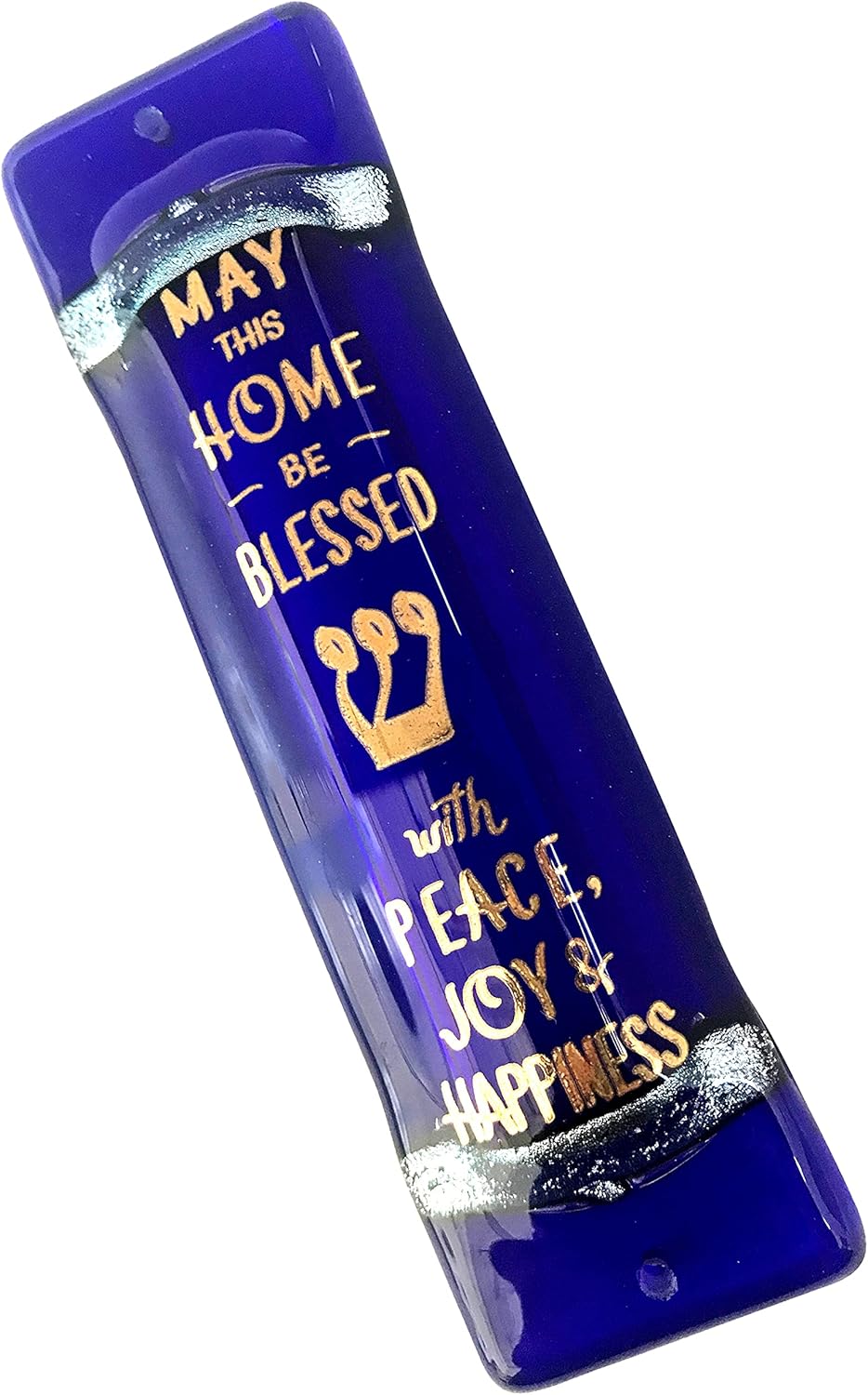 Tamara Baskin Art Glass Mezuzah - Blue Handmade in USA